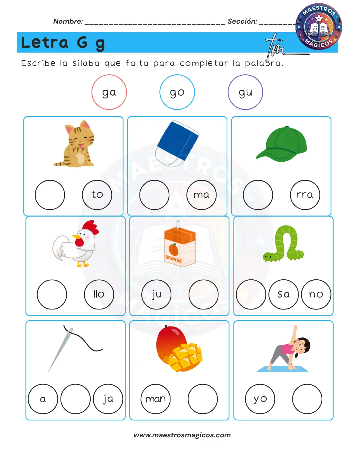 Juguemos con sílabas - ficha 29