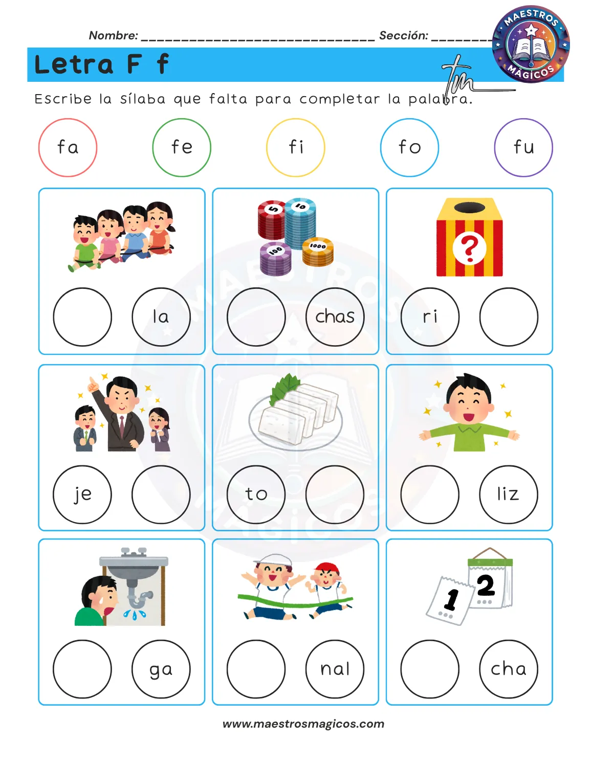 Juguemos con sílabas - ficha 33