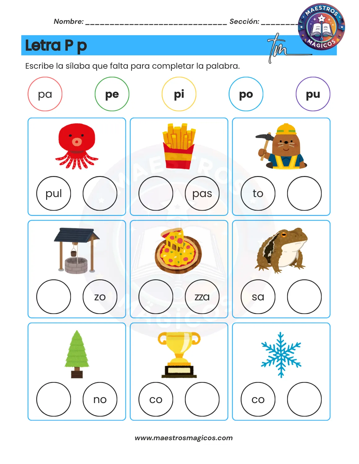 Juguemos con sílabas - ficha 4