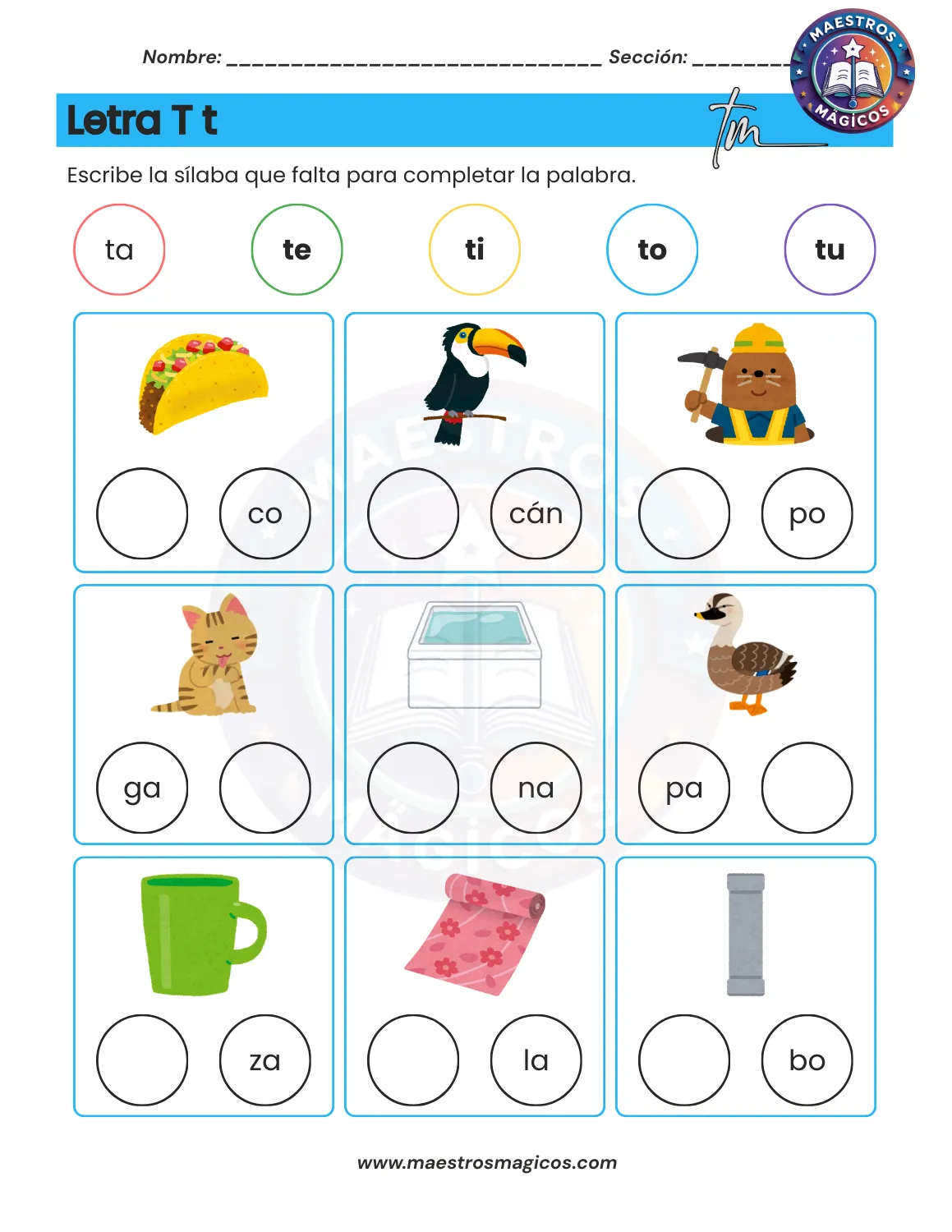 Juguemos con sílabas - ficha 7