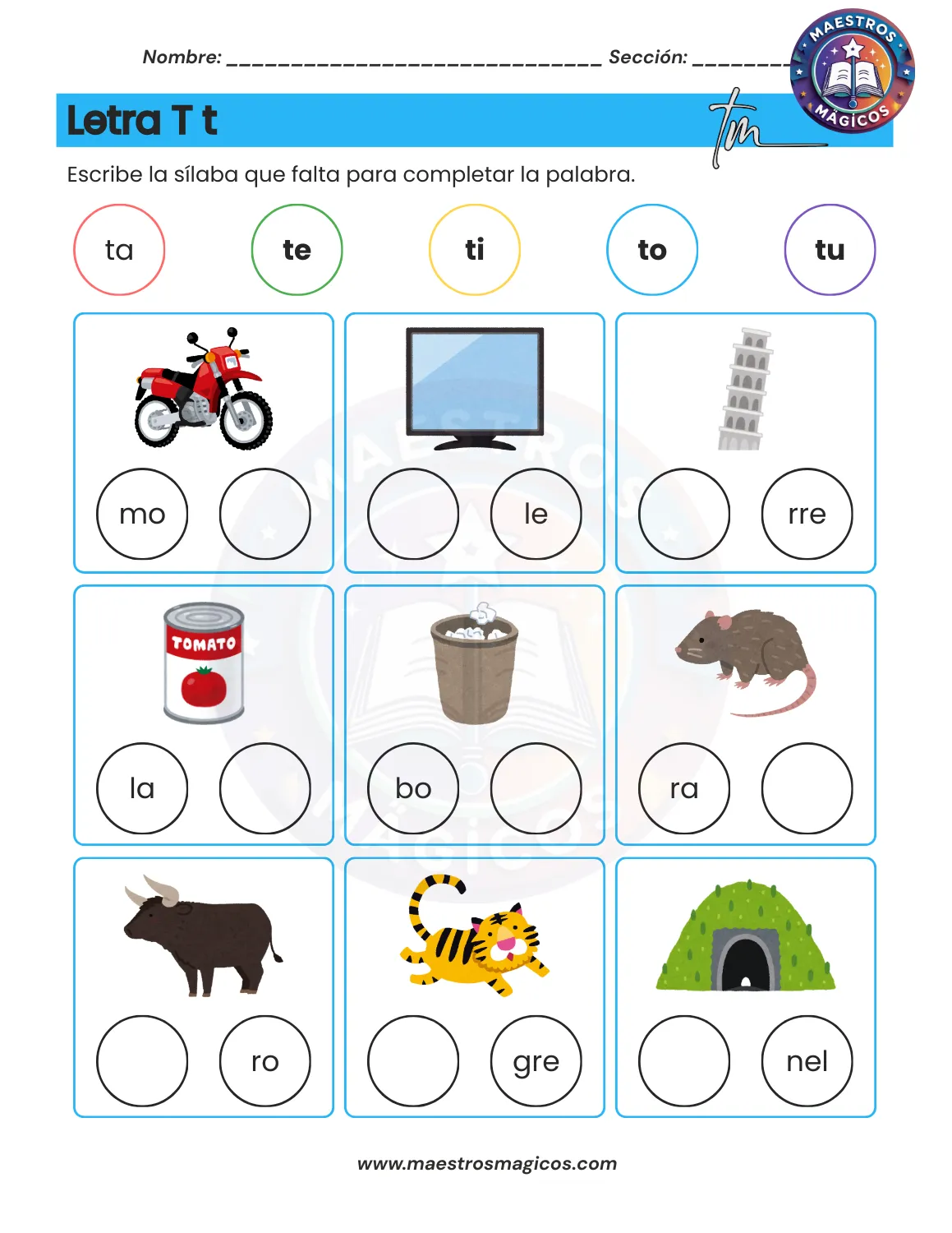 Juguemos con sílabas - ficha 8