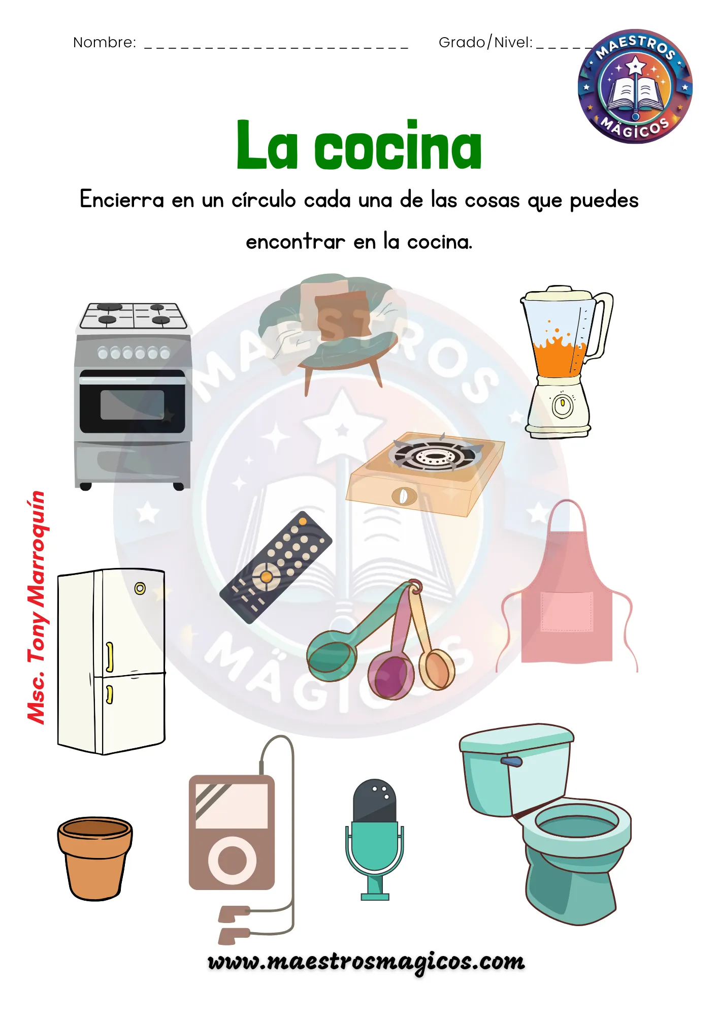 Ficha objetos de la cocina