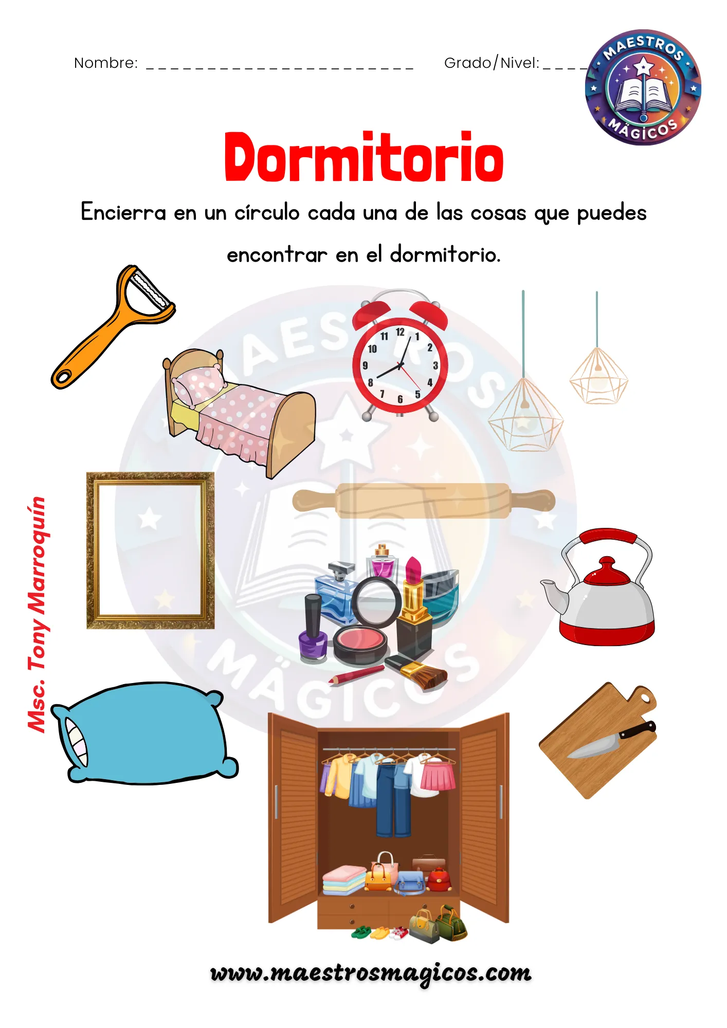 Ficha objetos del dormitorio