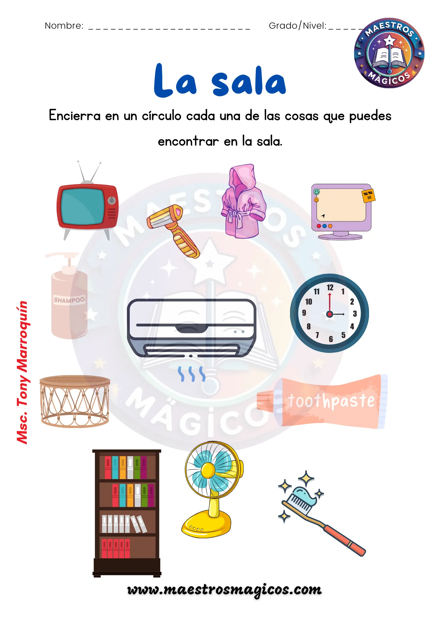 Ficha objetos de la sala