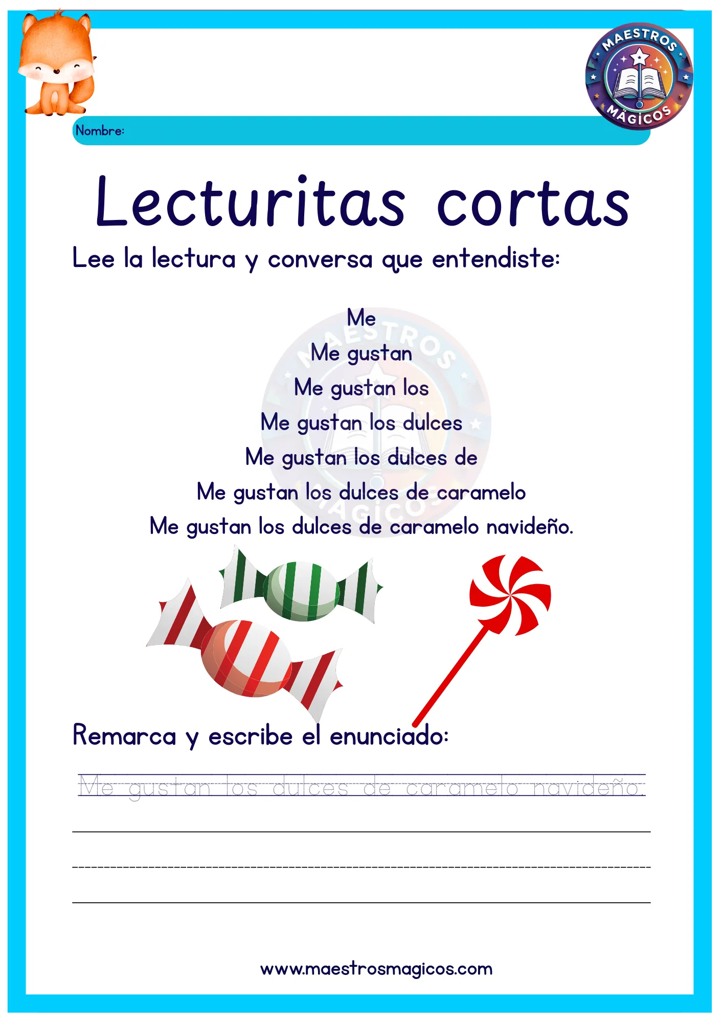 Lectura piramidal Me gustan los dulces