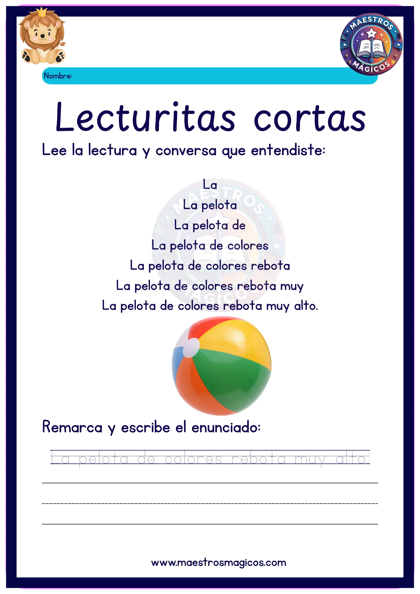 Lectura piramidal La pelota de colores