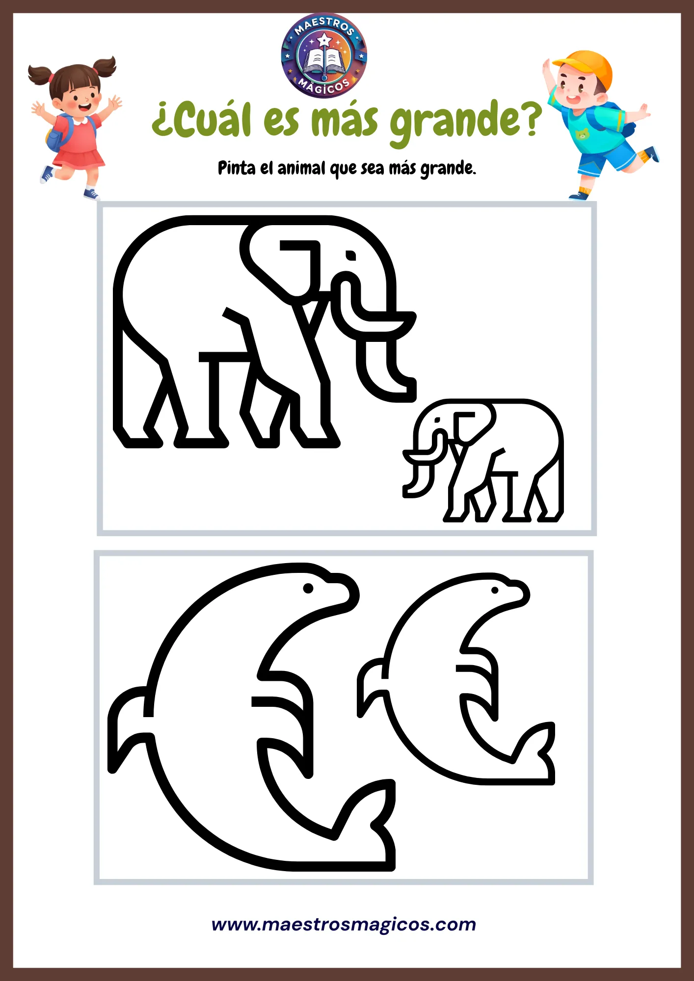 Ficha cuál es más grande elefantes