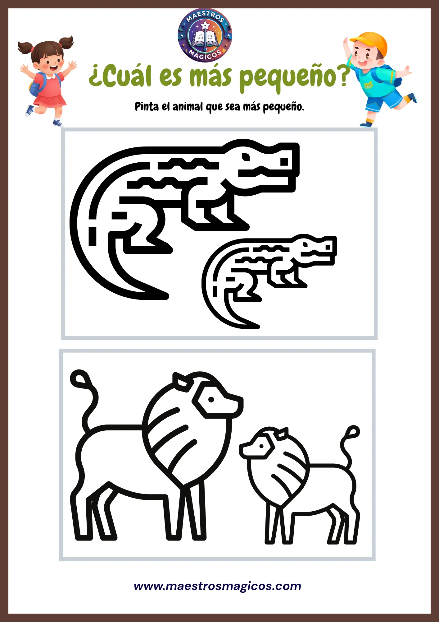 Ficha cuál es más pequeño leones