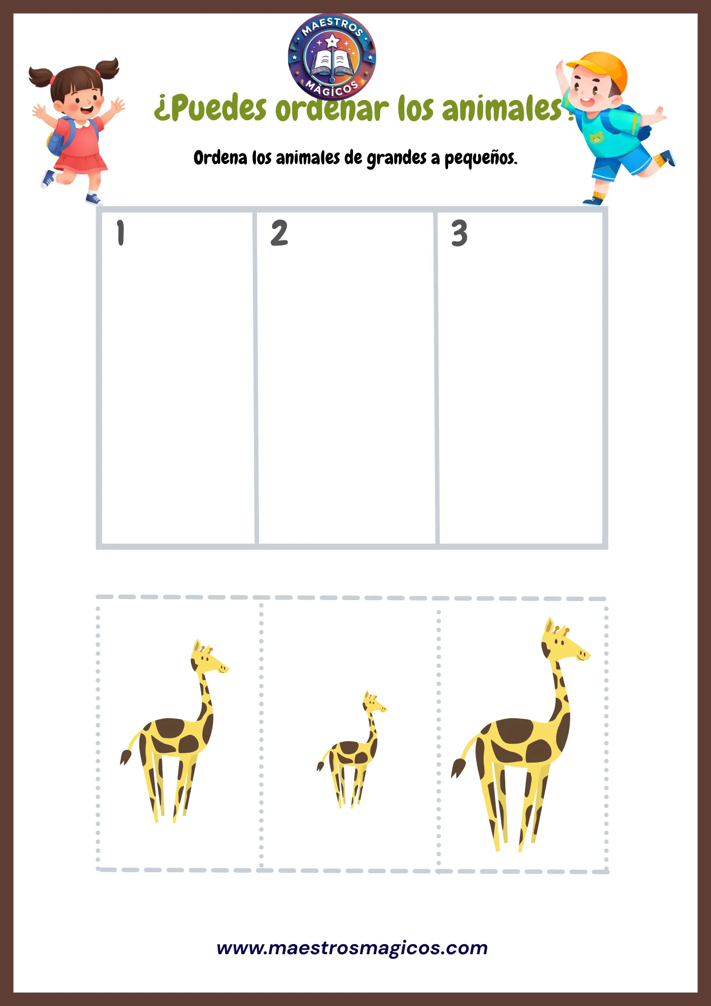 Ordenar jirafas por tamaño