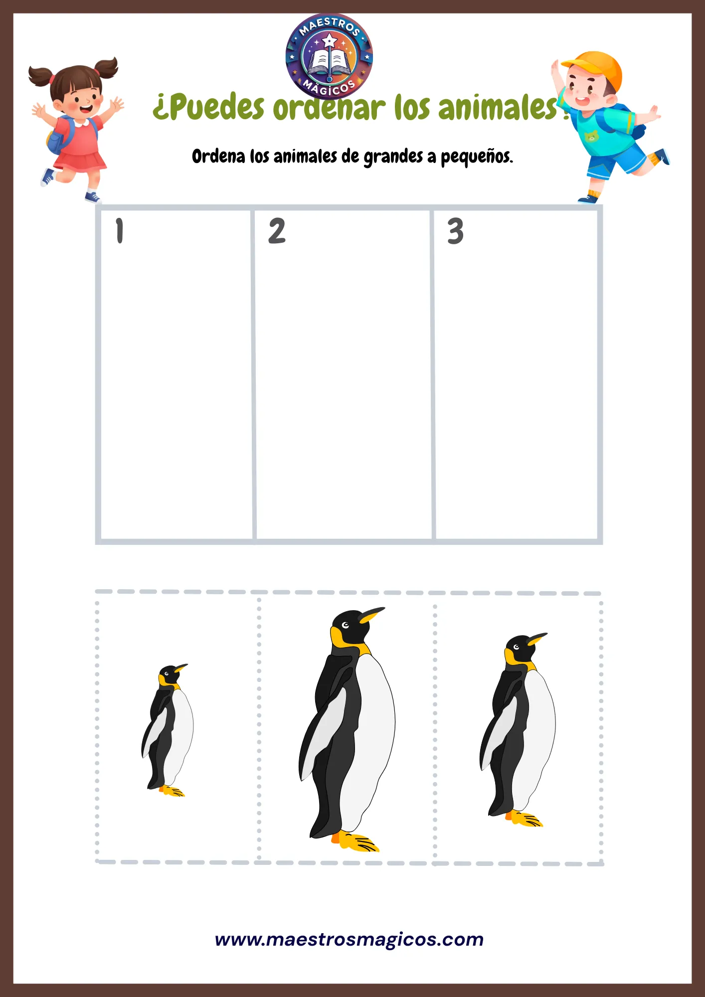 Ordenar pingüinos actividad