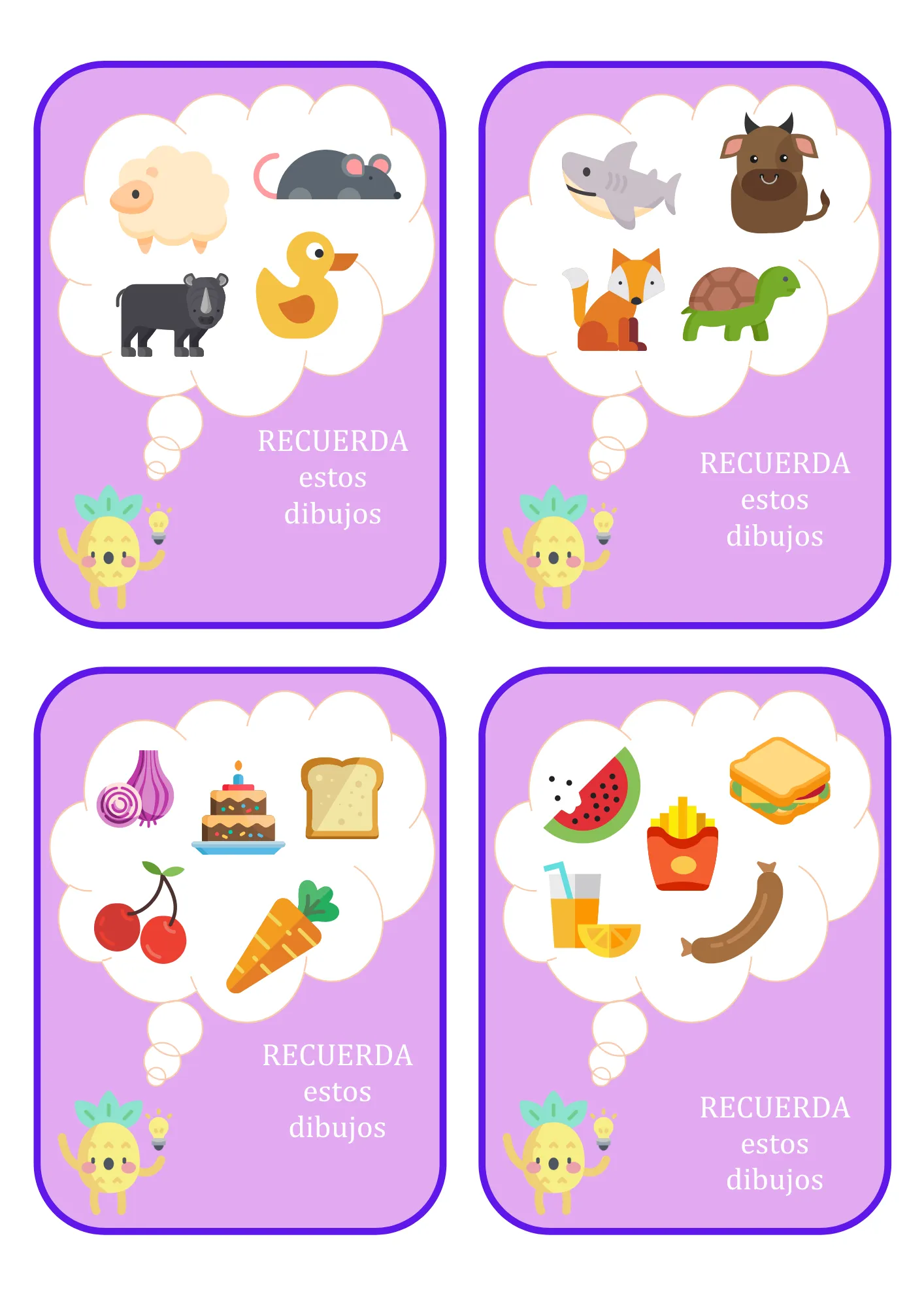 Ficha memoria alimentos y comida