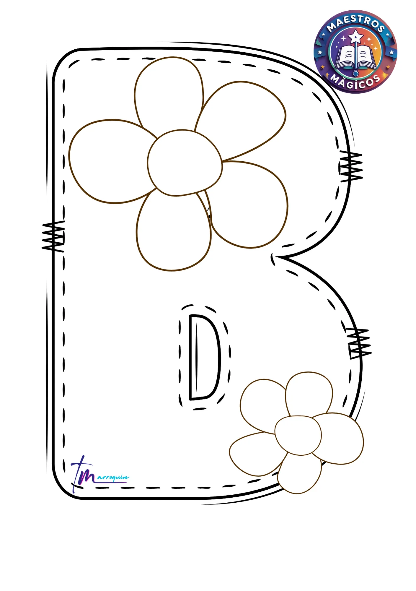 Molde letras E F G H flores