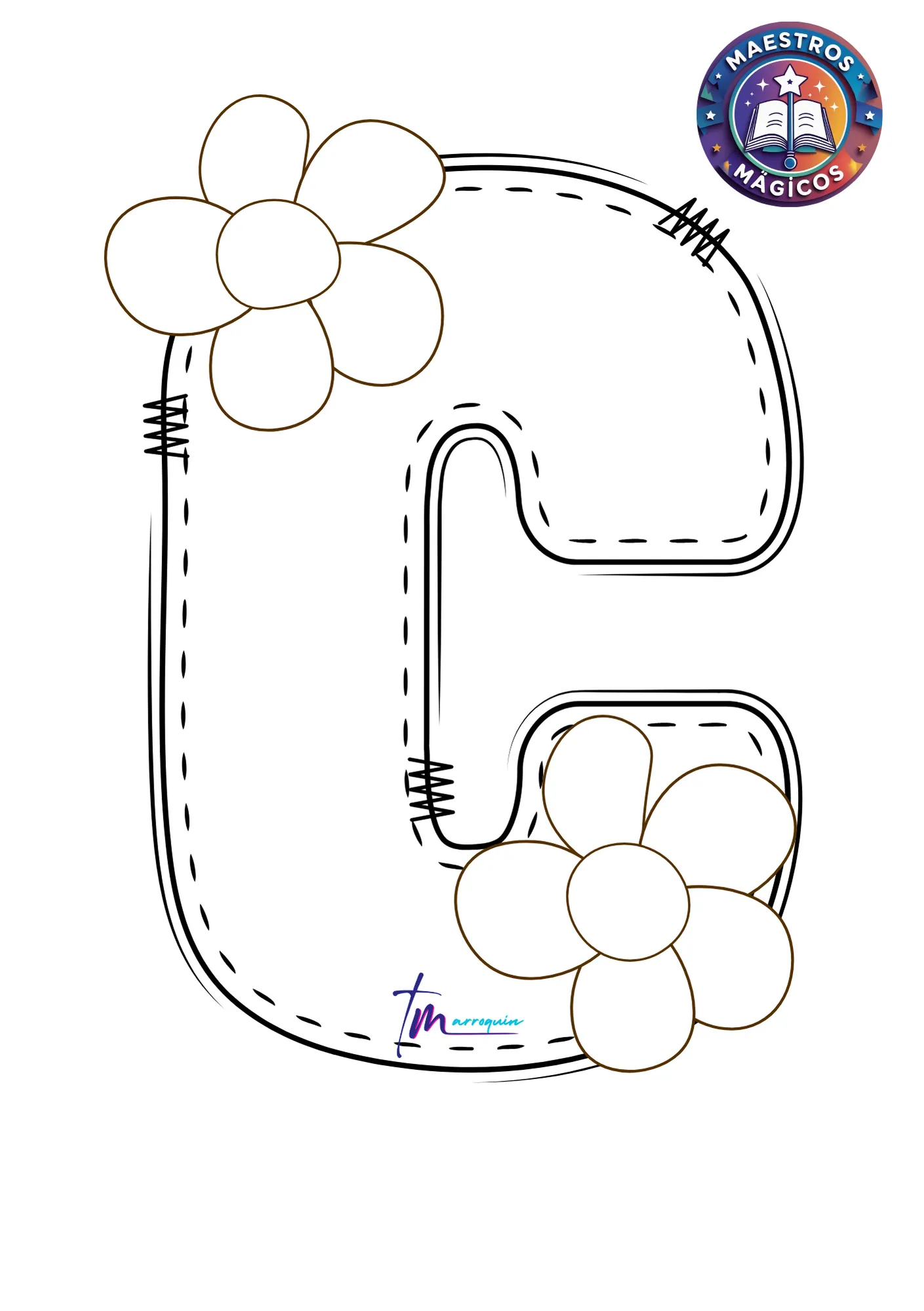 Molde letras I J K L flores