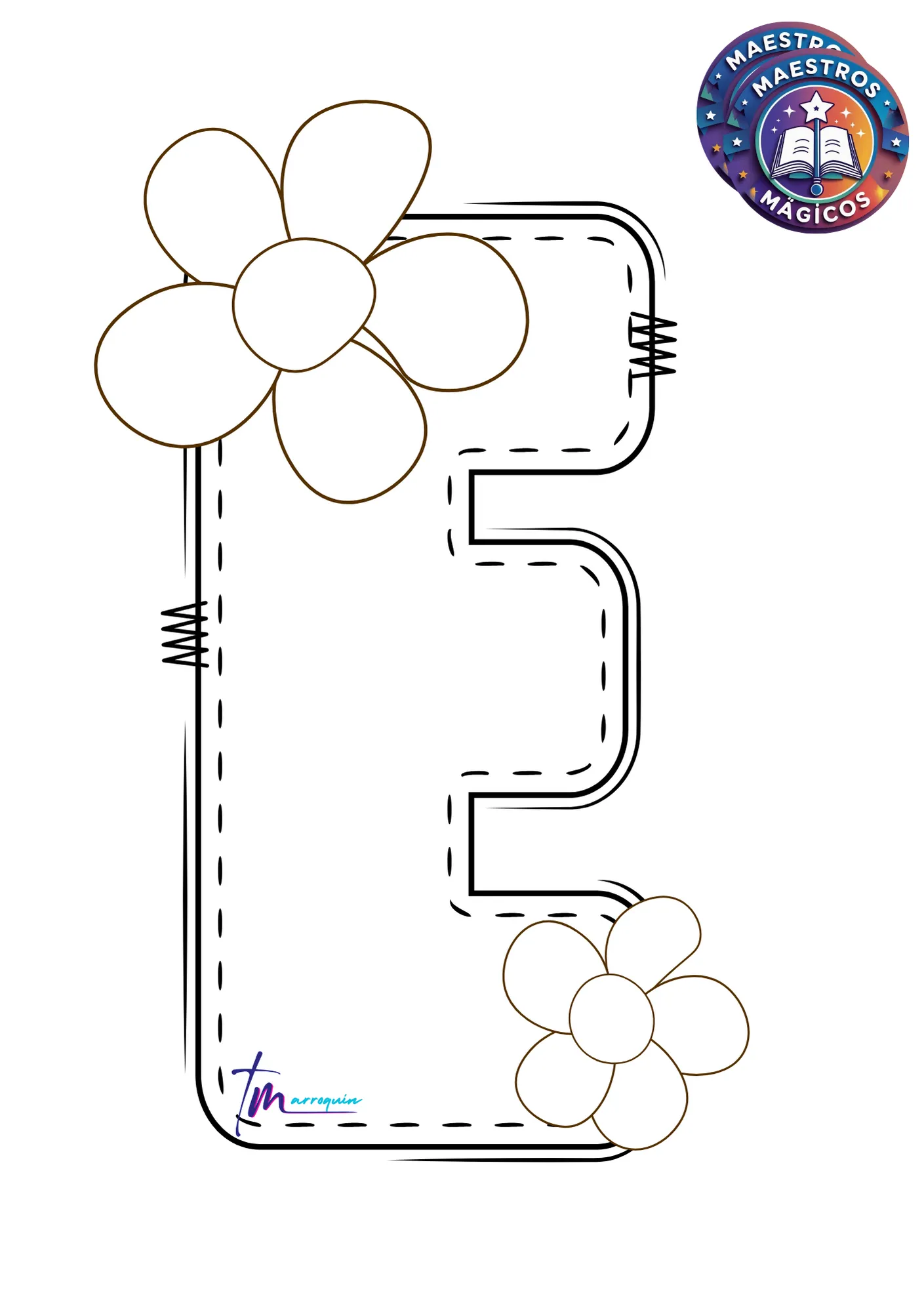 Molde letras R S T U V flores