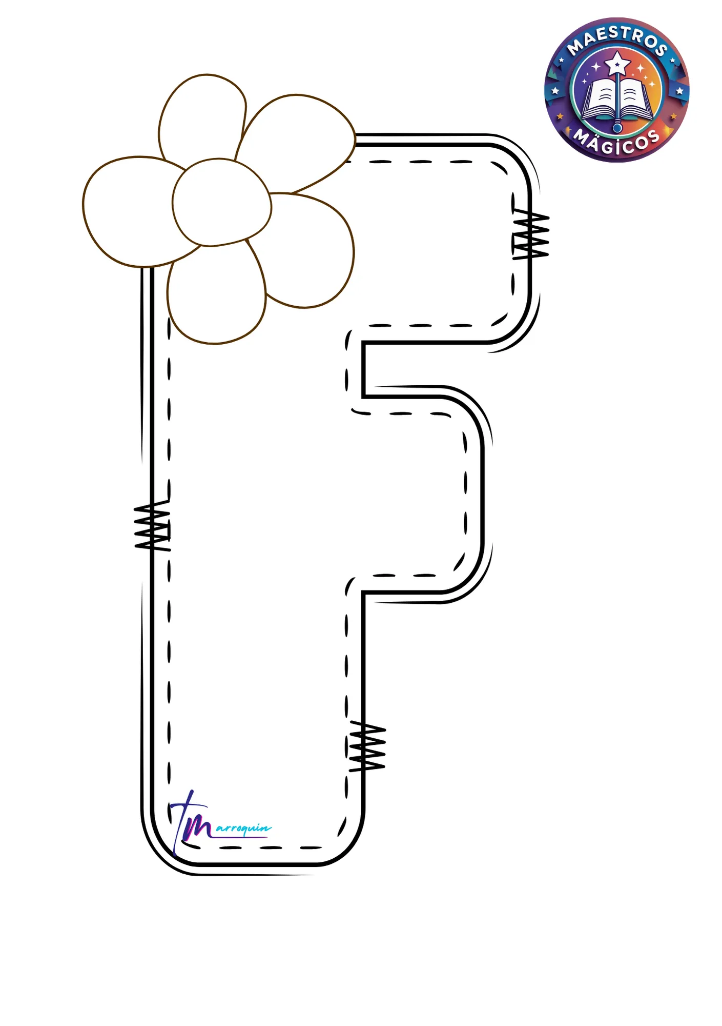 Molde letras W X Y Z flores