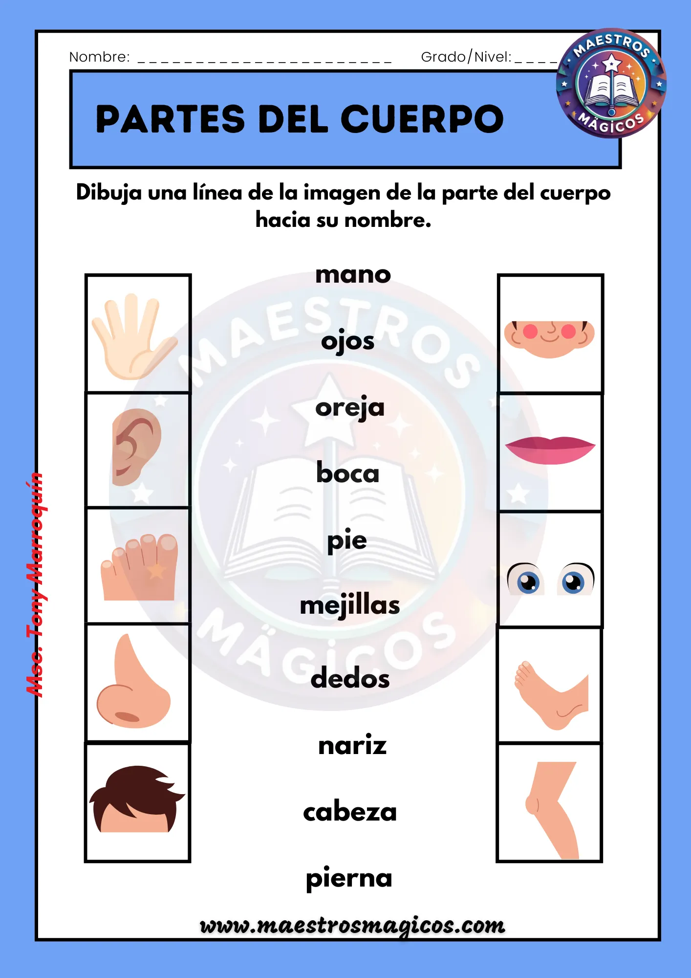 Diagrama cuerpo humano niño