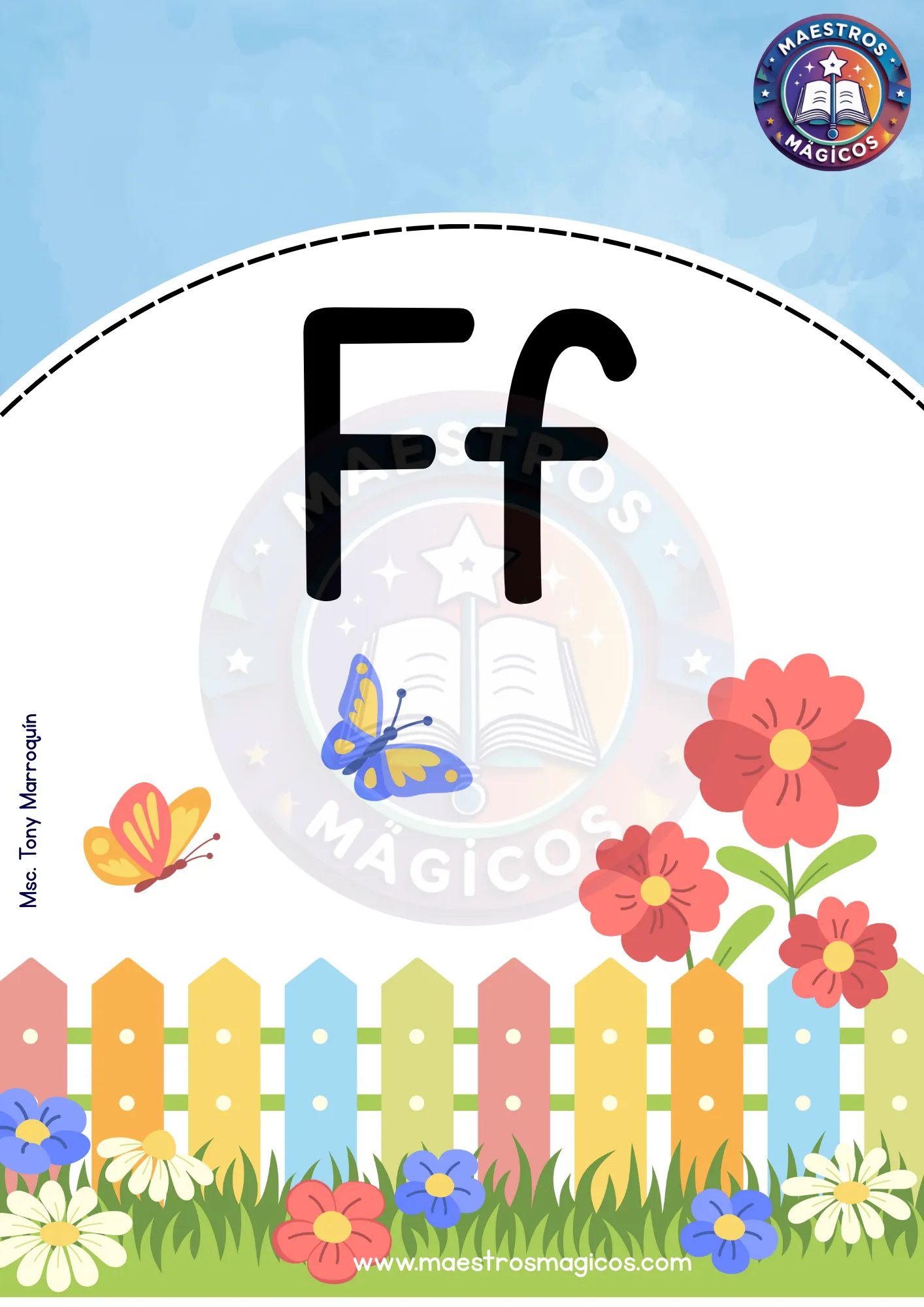 Póster del abecedario ilustrado 3 letra F