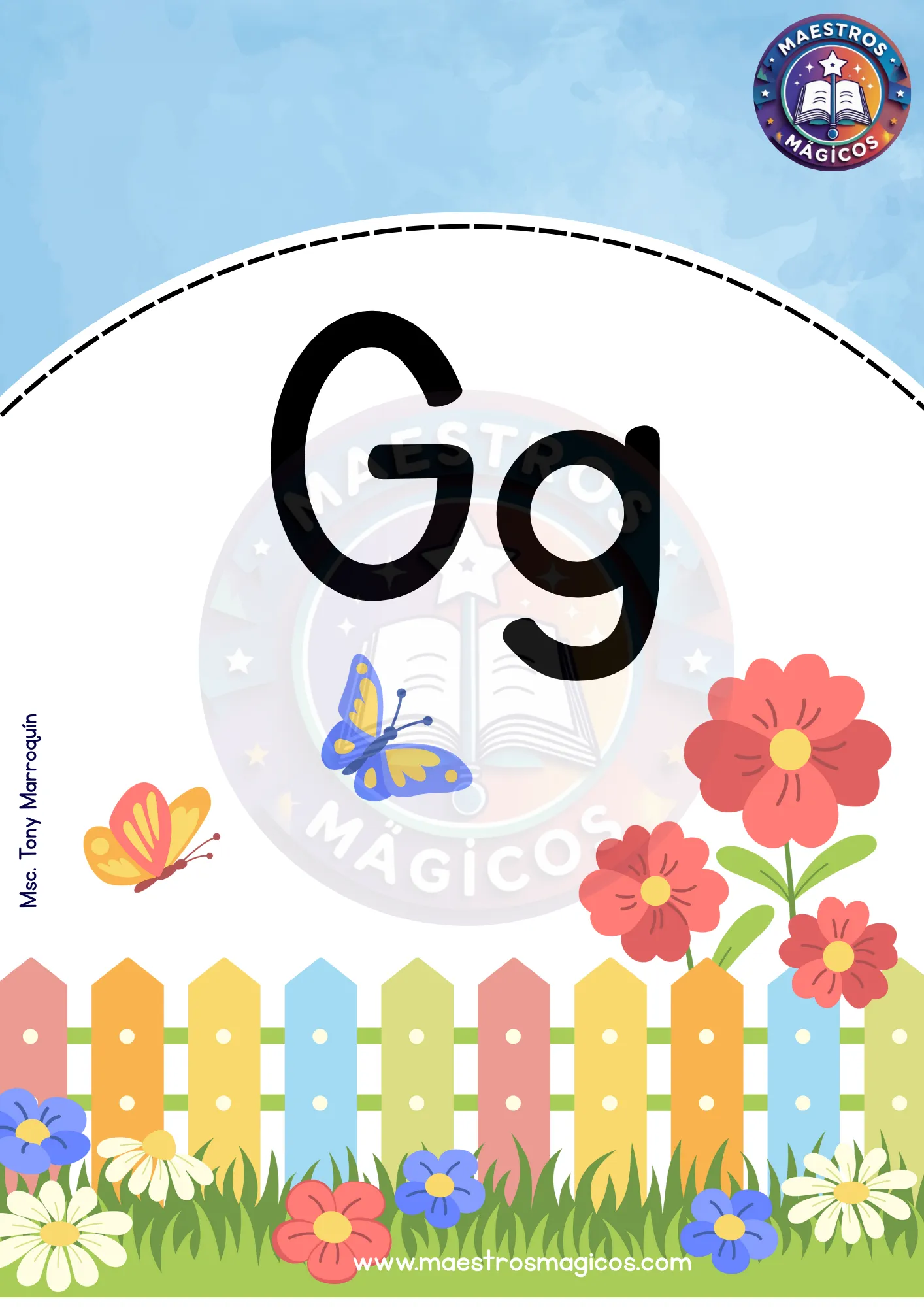 Póster del abecedario ilustrado 3 letra G