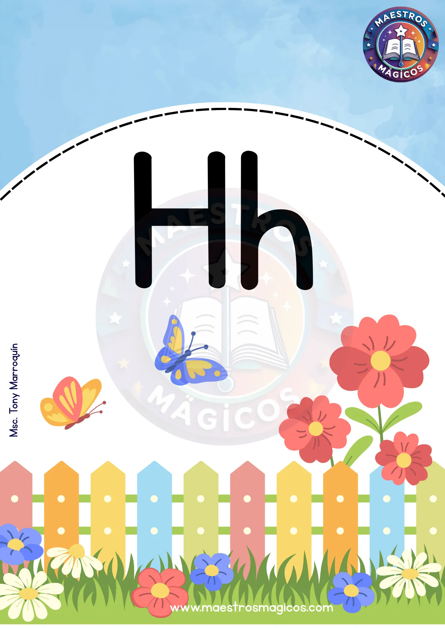 Póster del abecedario ilustrado 3 letra H