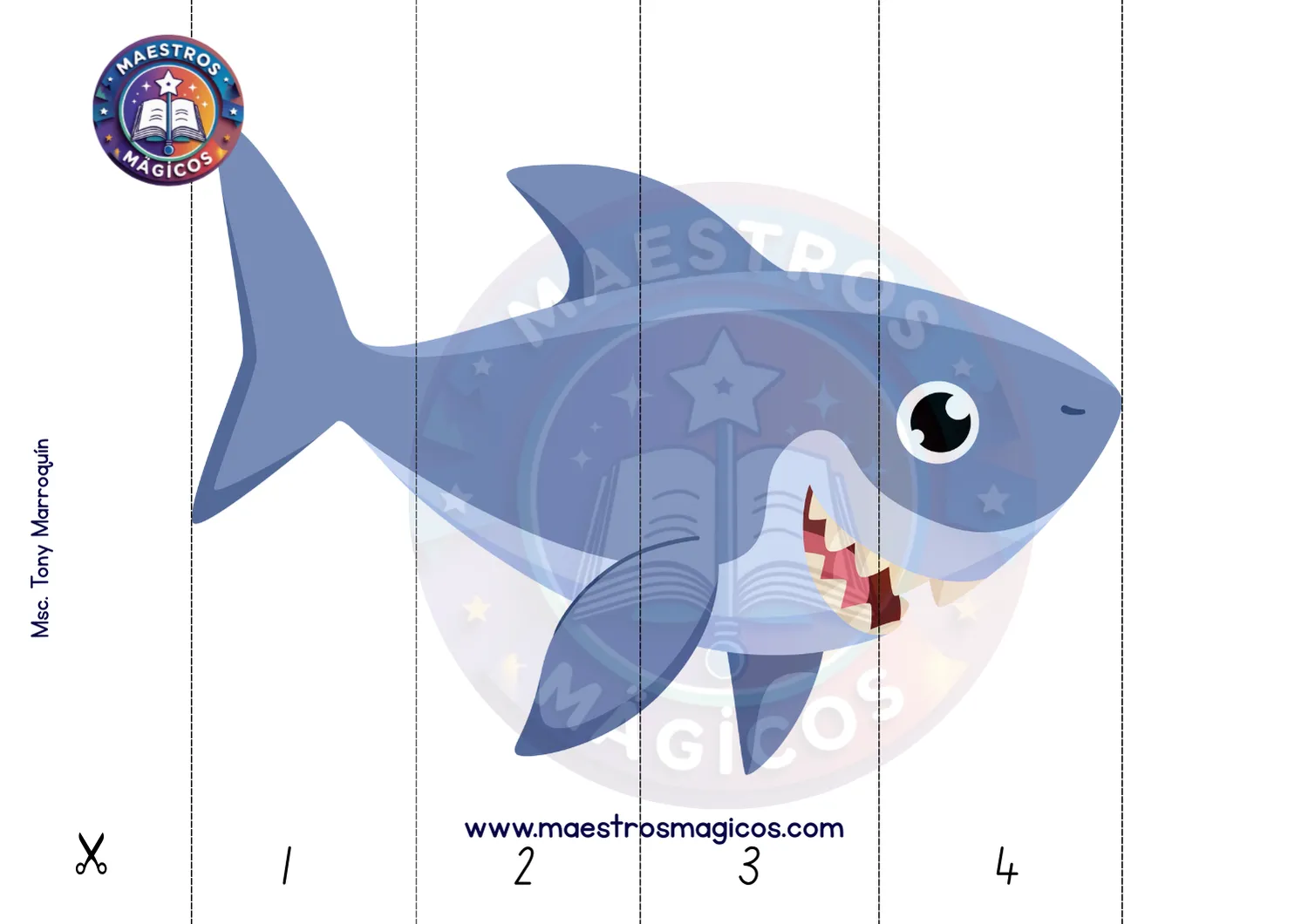 Puzle tiburón azul 4 piezas