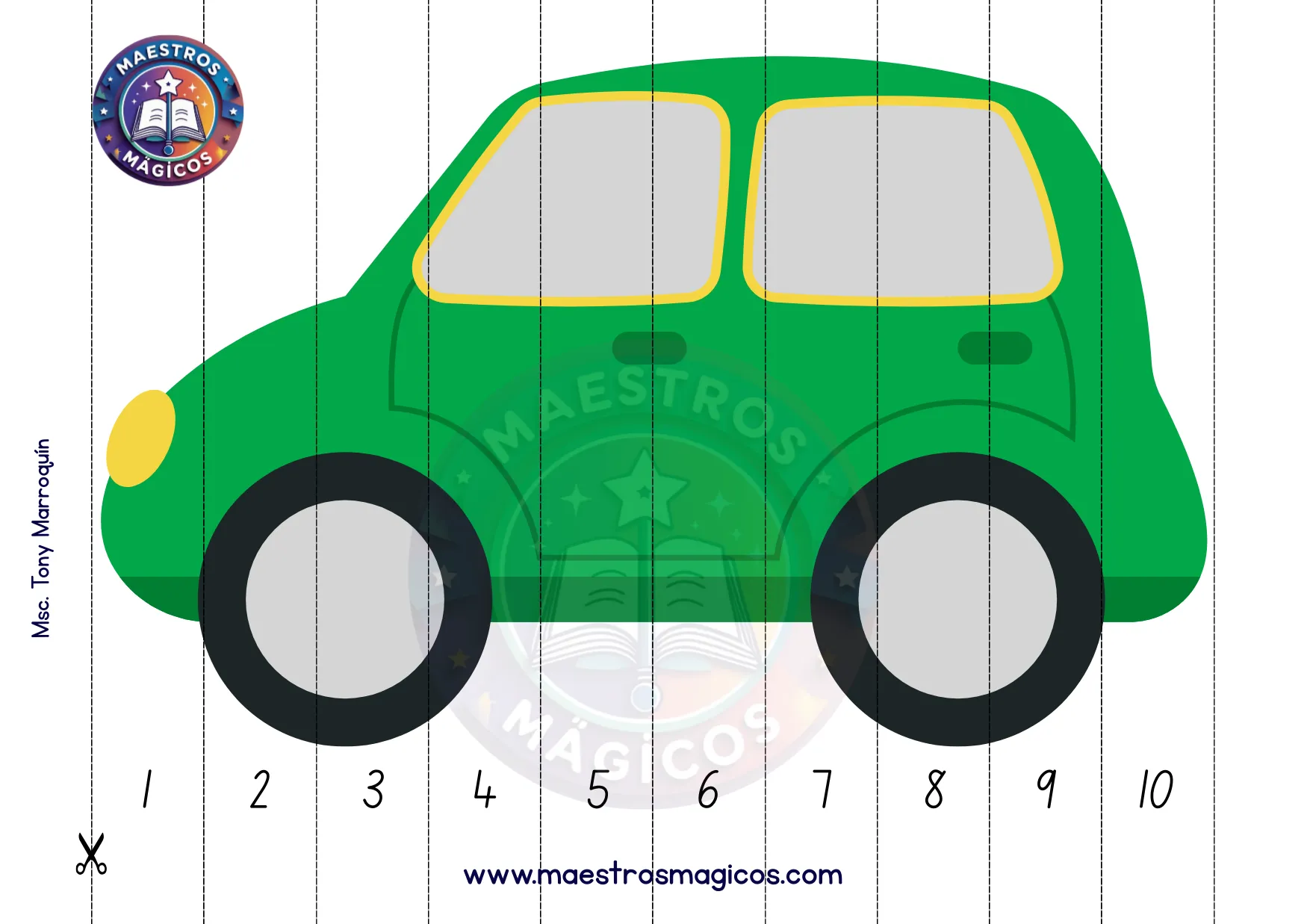 Puzle Auto Verde 1 al 10