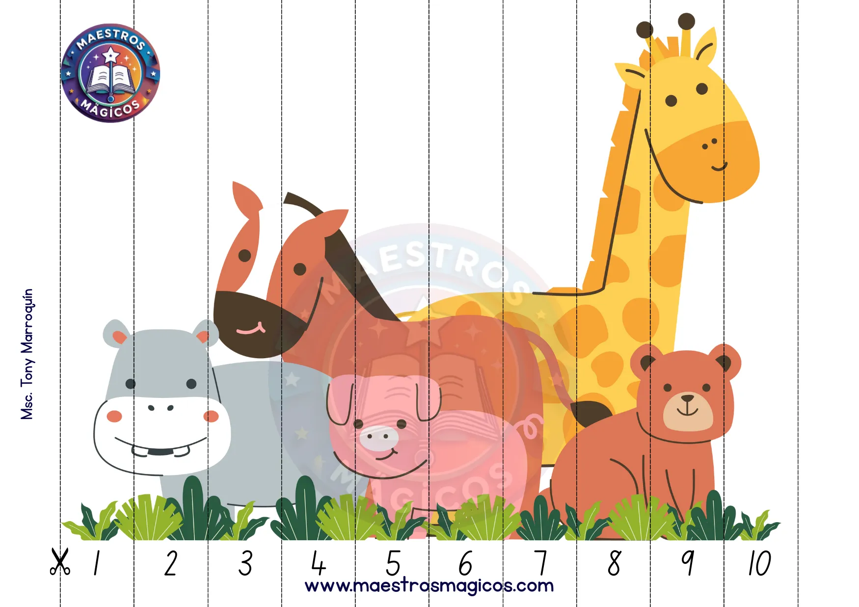 Puzle Animales Sabana 1 al 10