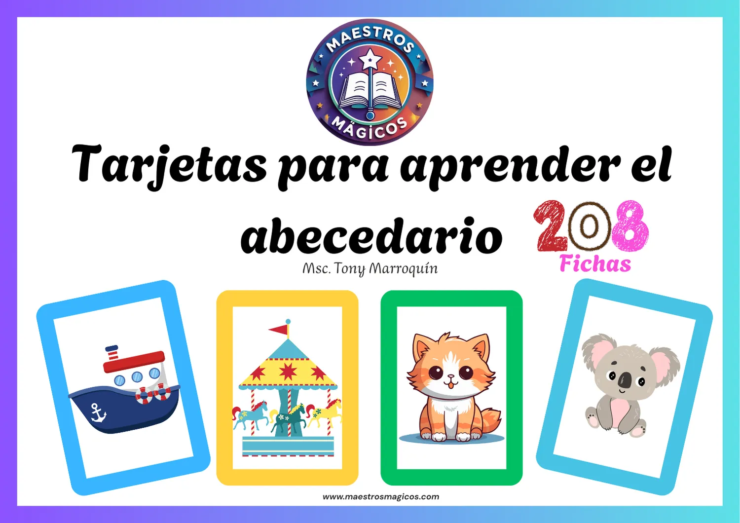 Tarjetas para aprender el abecedario con sílabas e imágenes