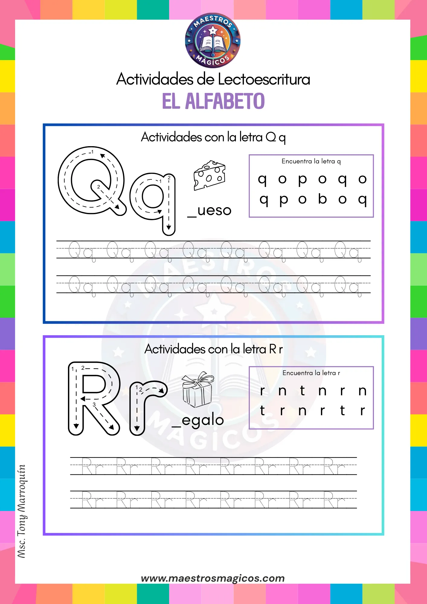 Actividades letra Q y R escritura