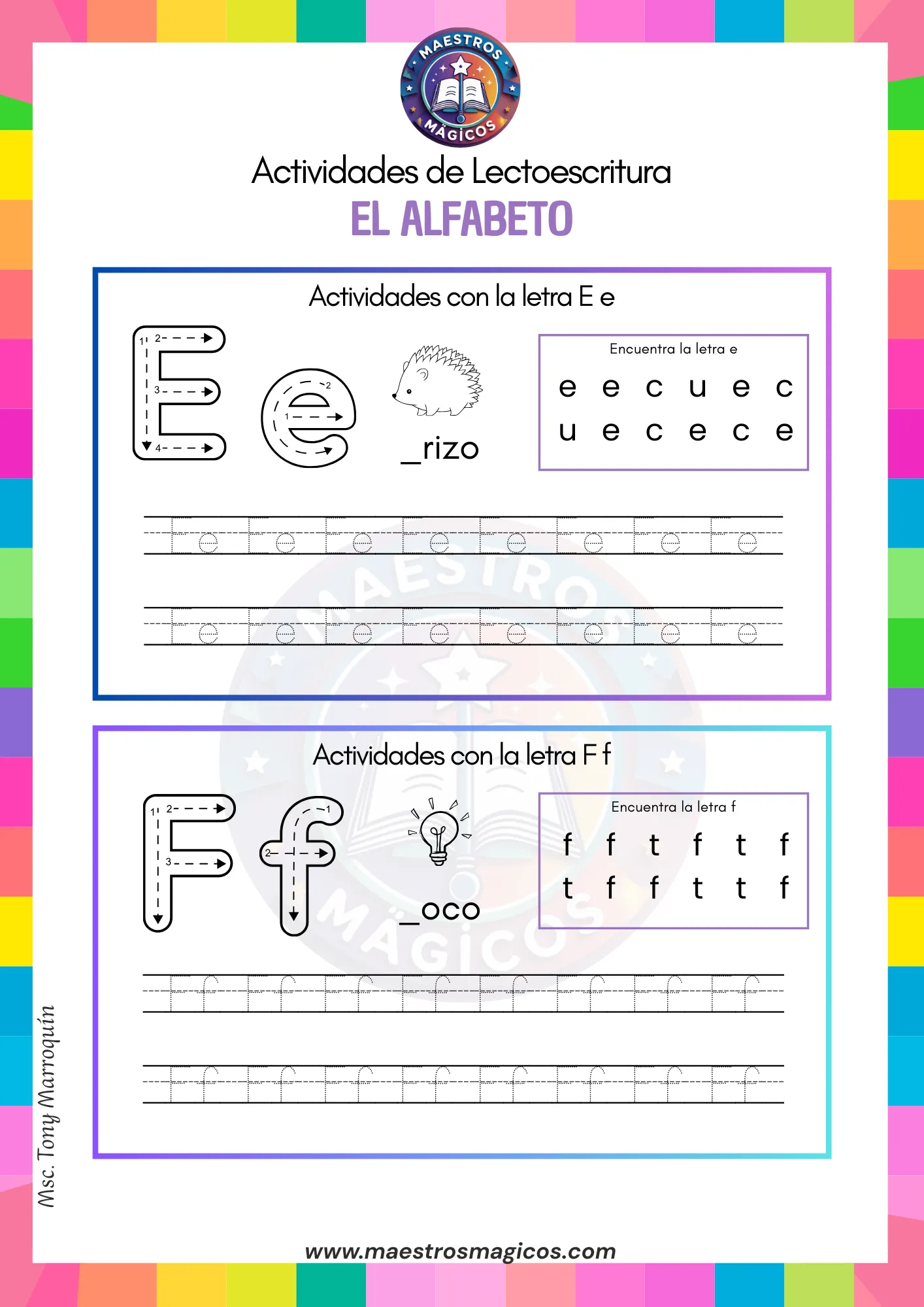 Actividades letra E y F trazos