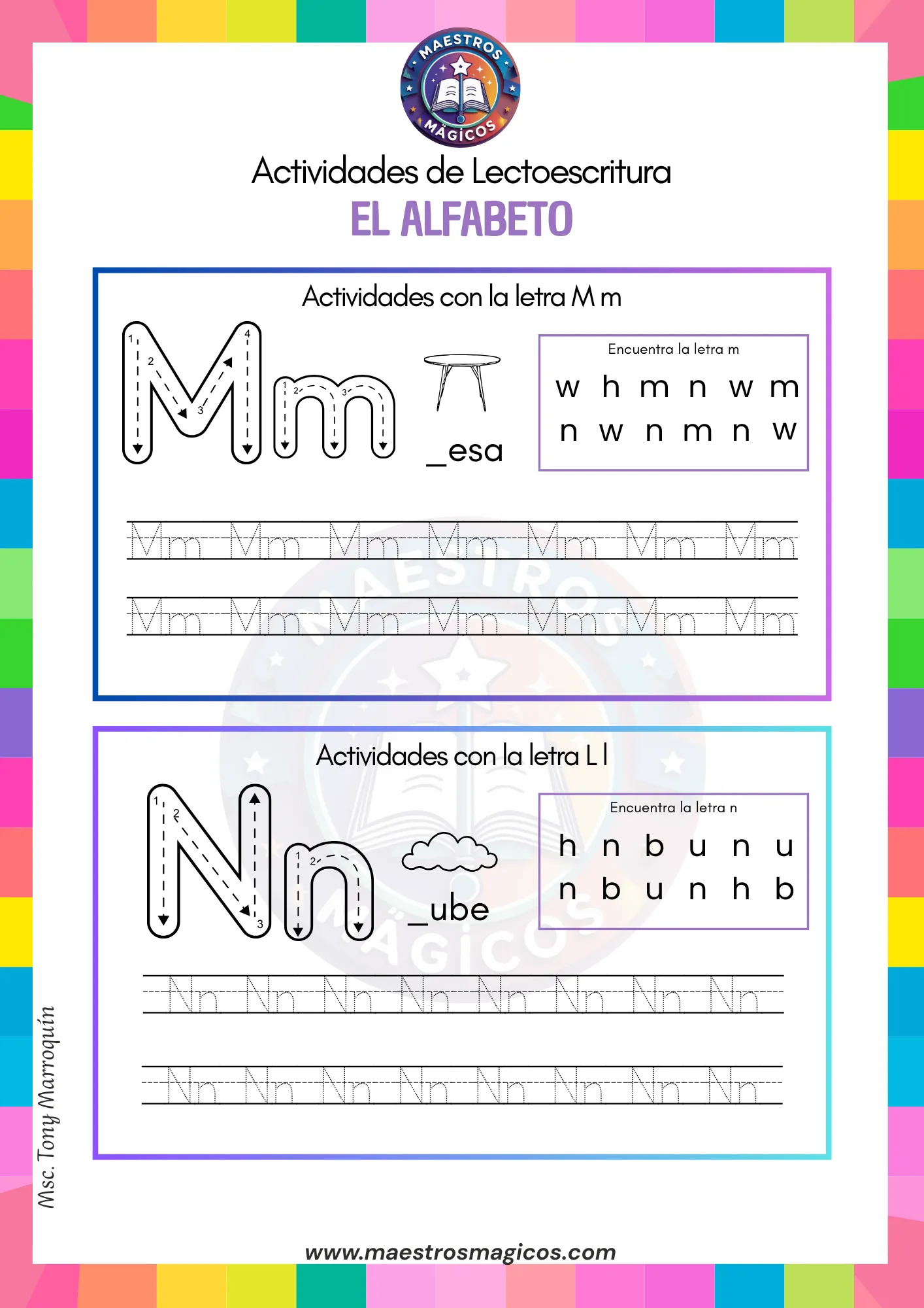 Actividades letra M y N trazos