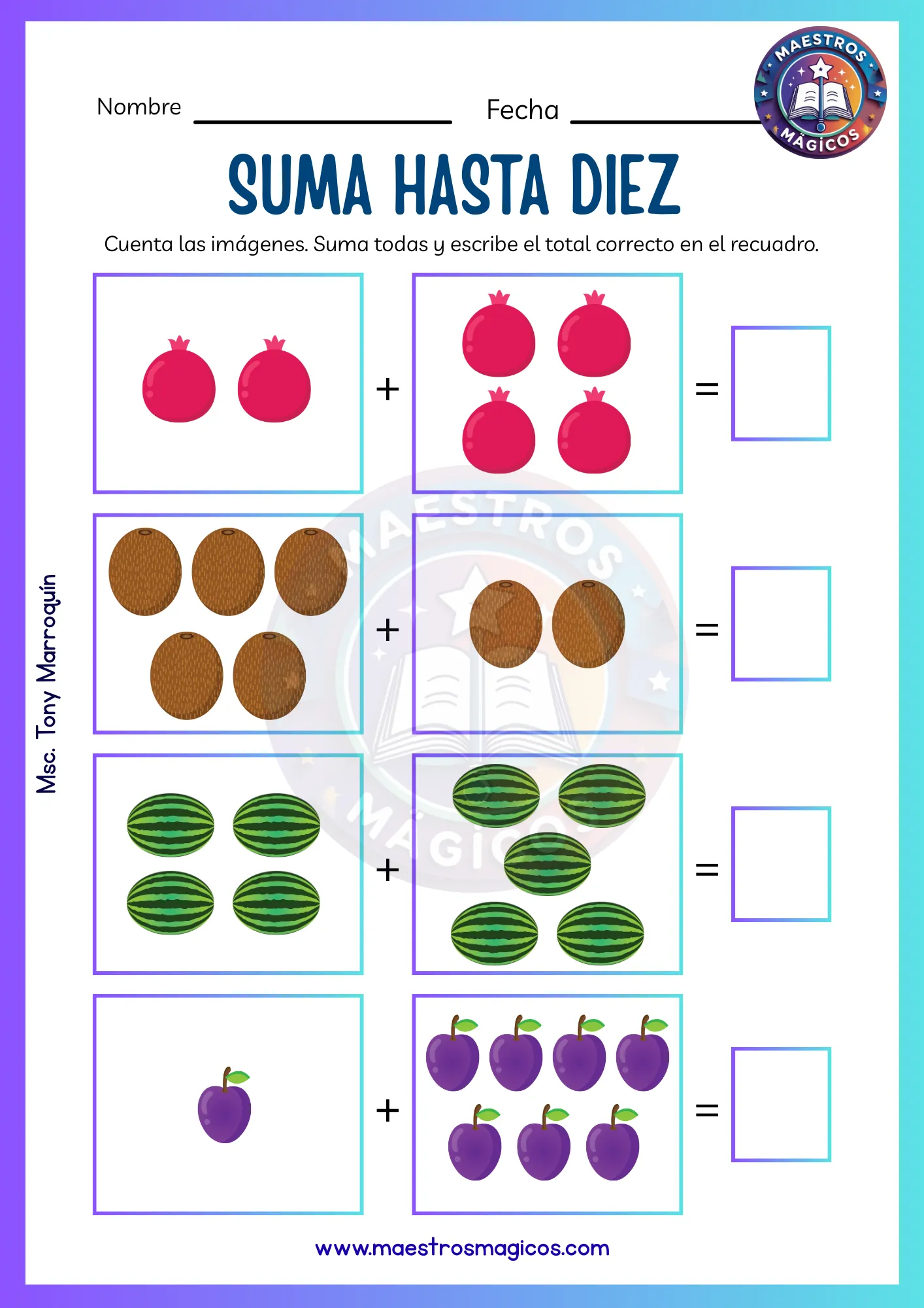 Suma hasta quince peras