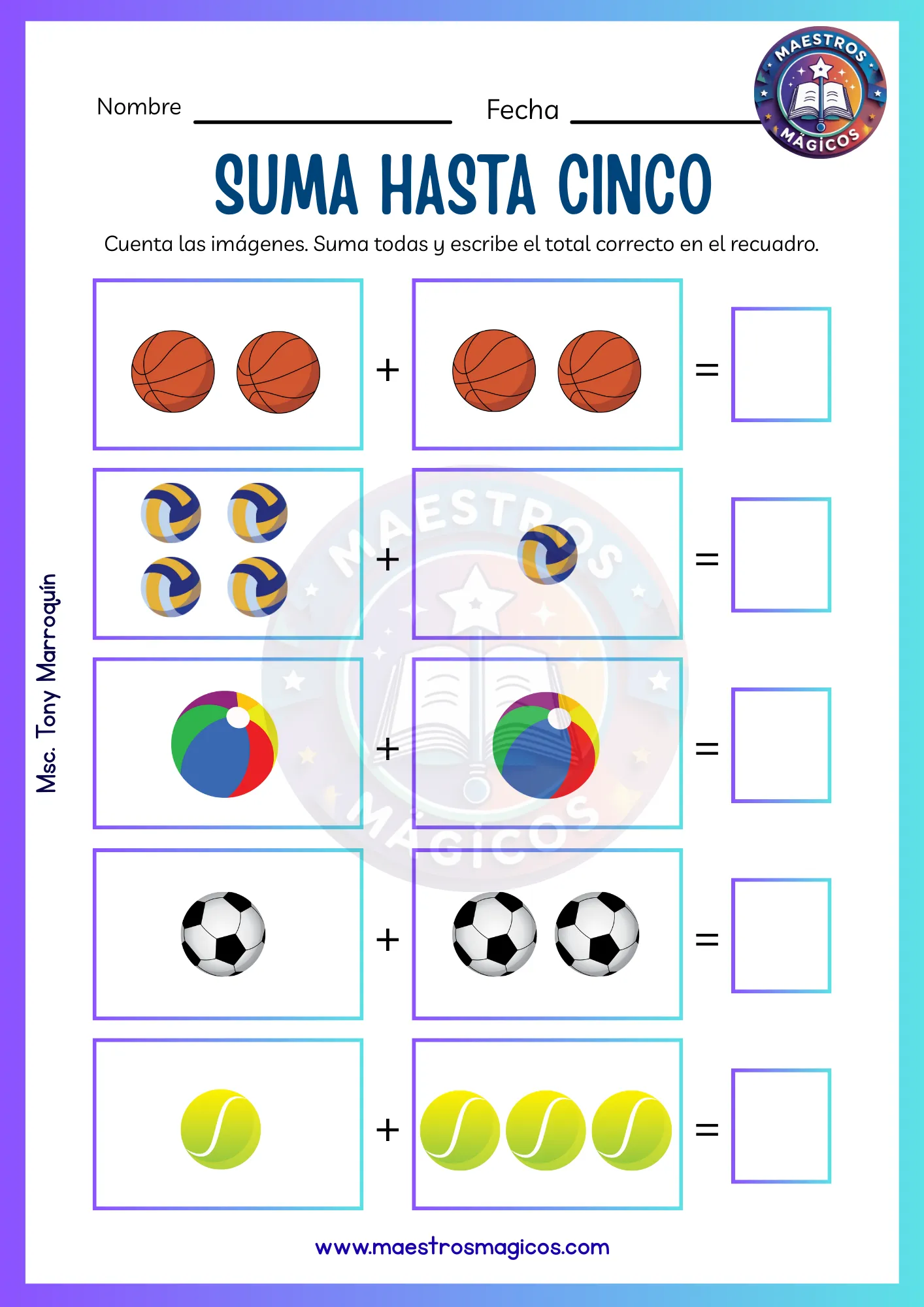 Suma hasta cinco balones futbol