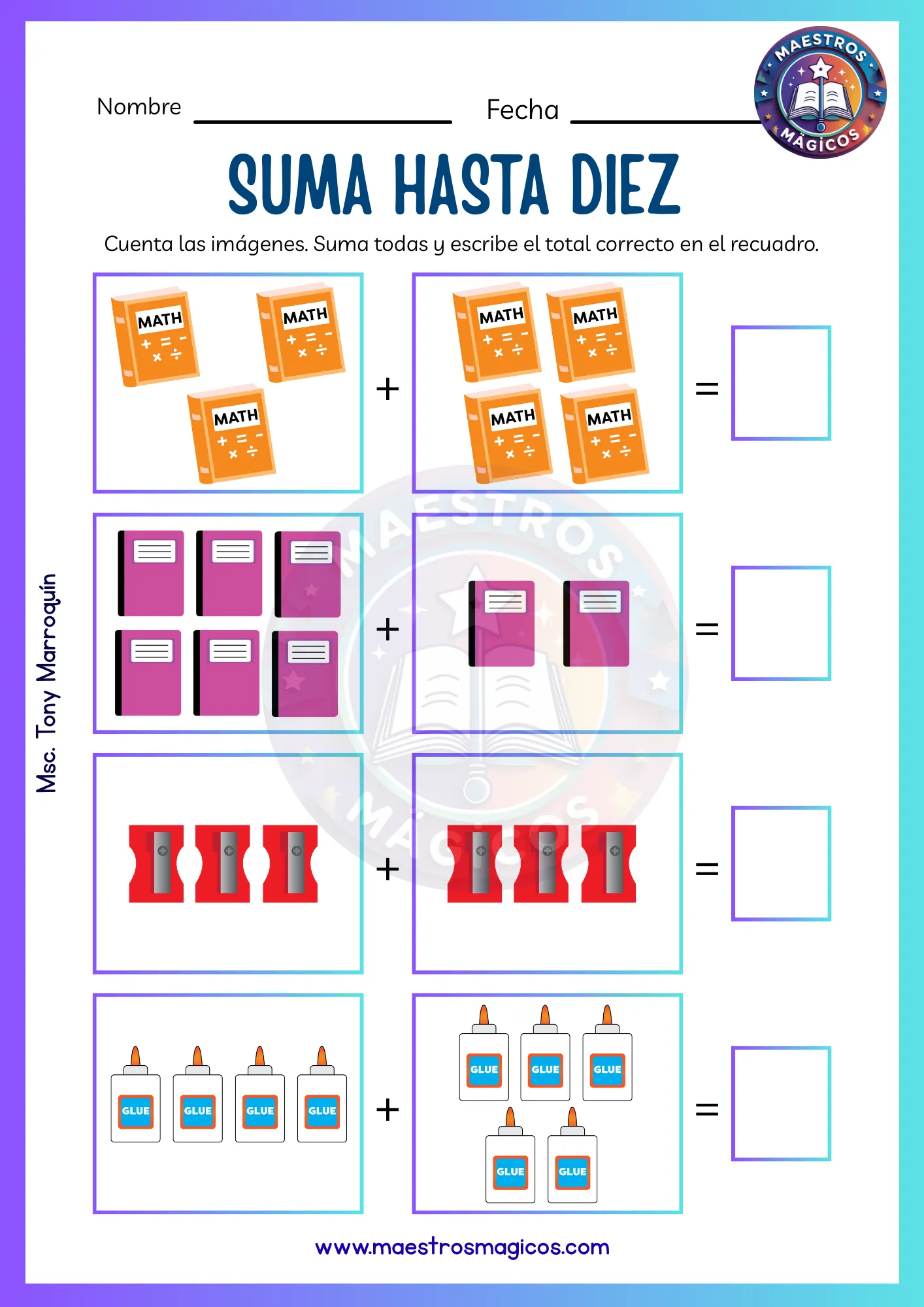 Suma hasta diez frutas