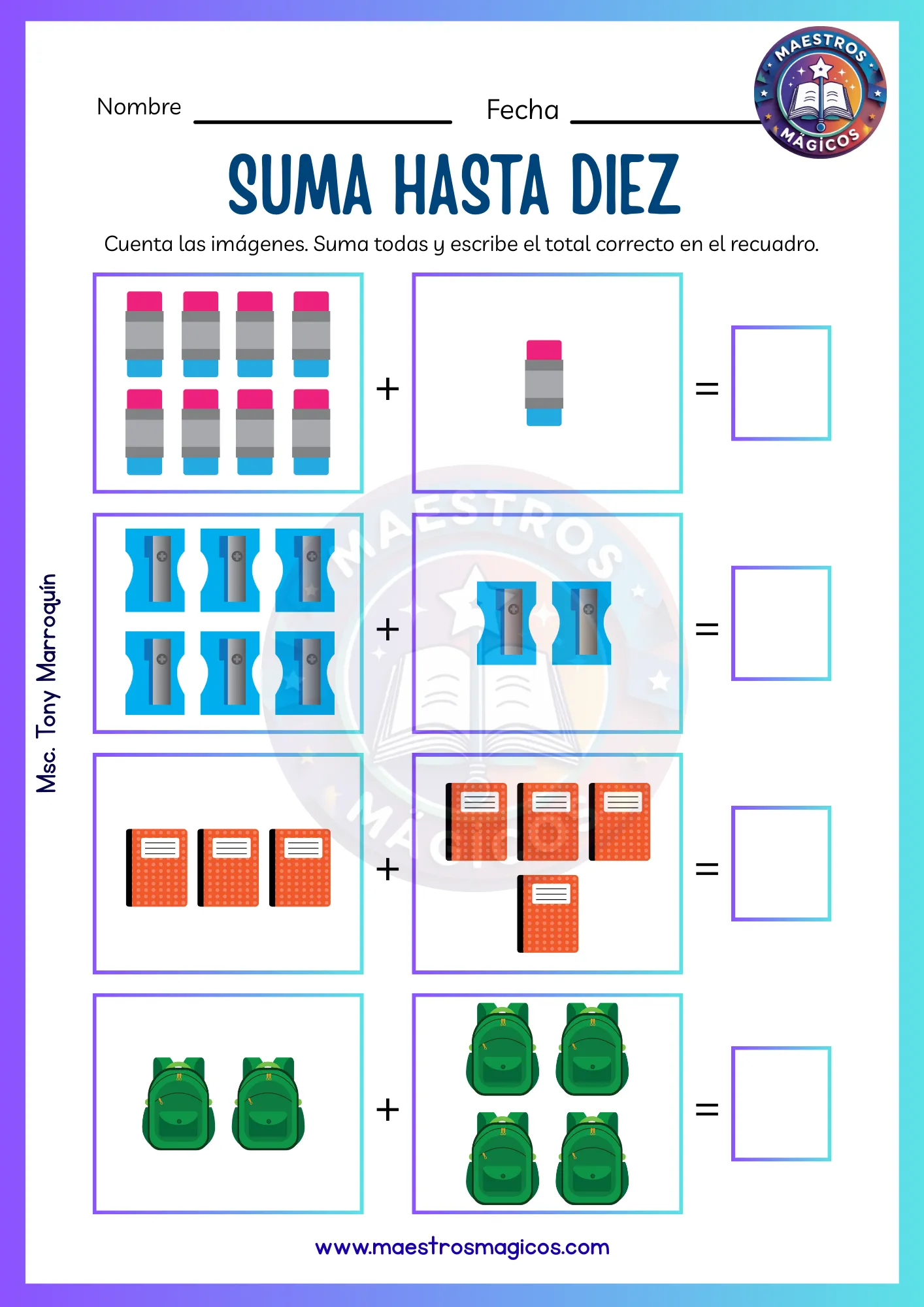 Suma hasta diez verduras