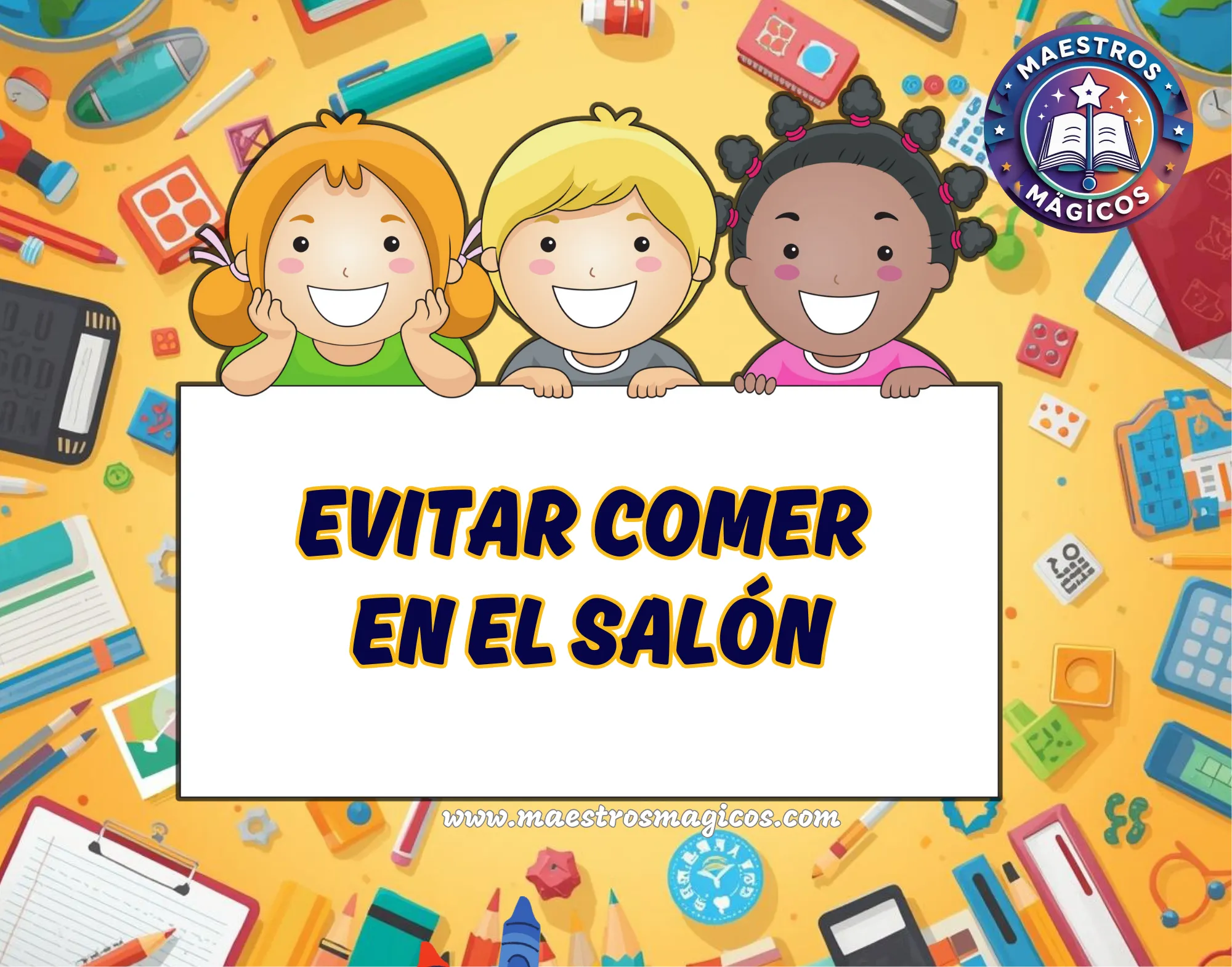 Cartel evitar comer en el salón