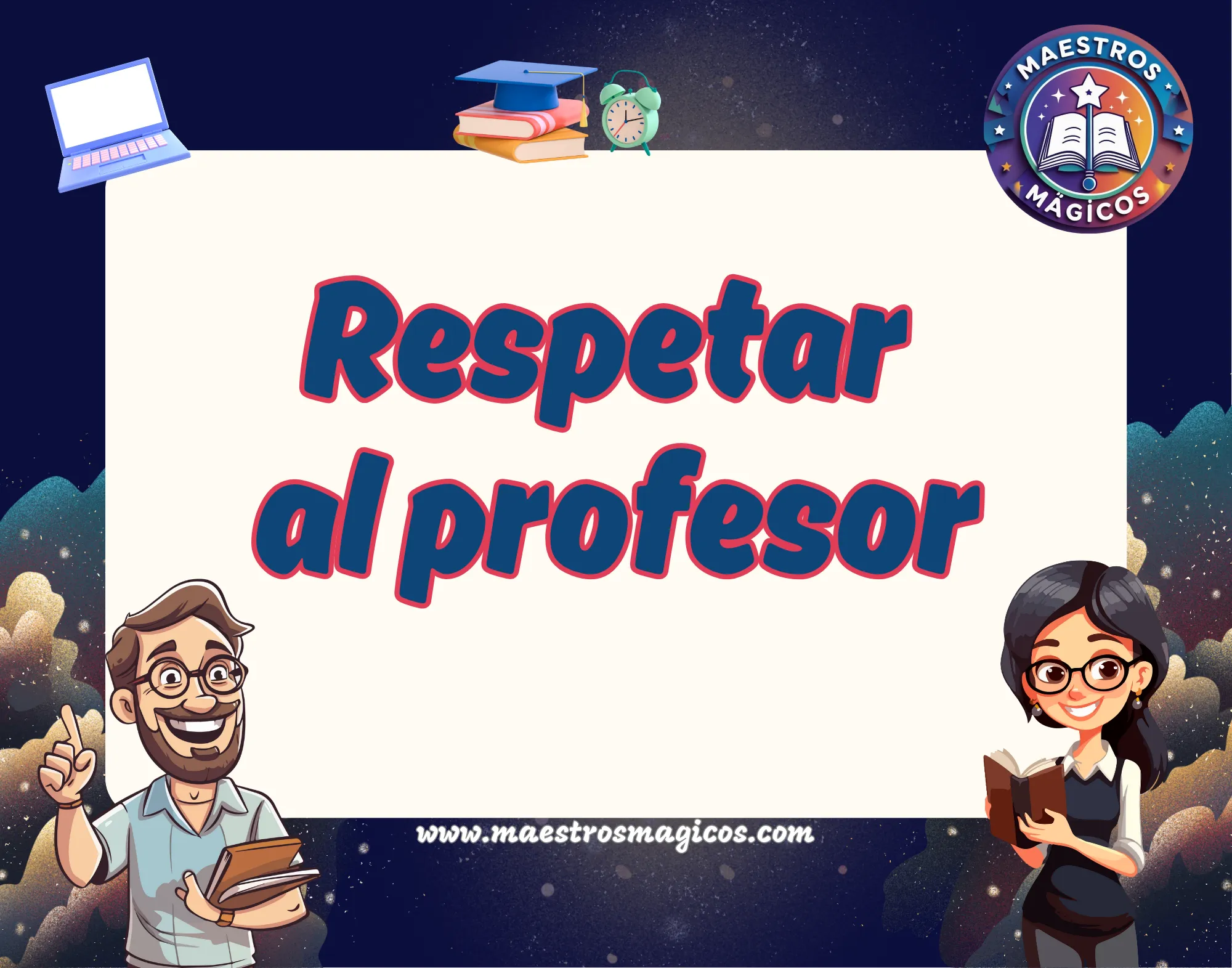 Cartel respetar al profesor lectura