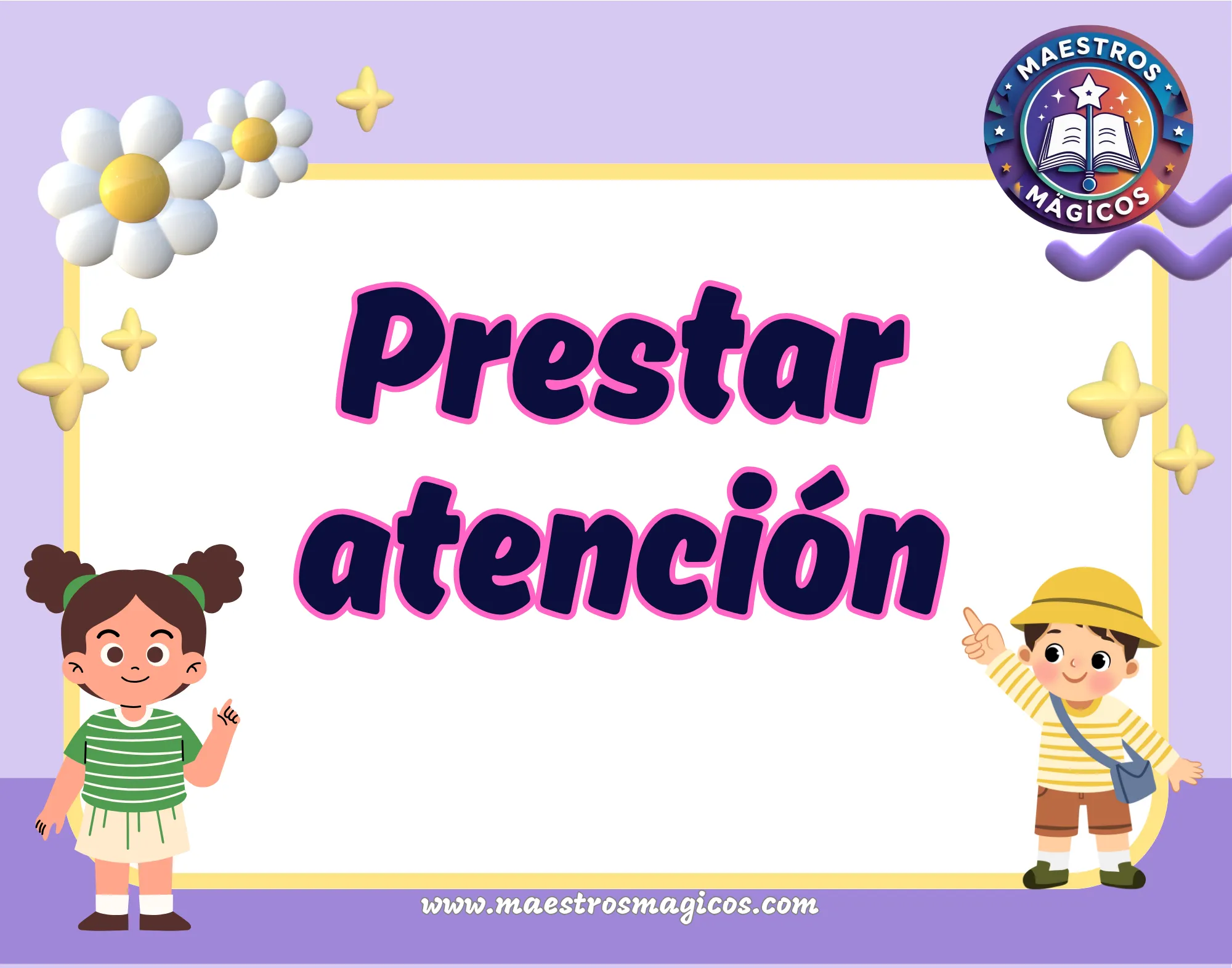 Cartel prestar atención flores