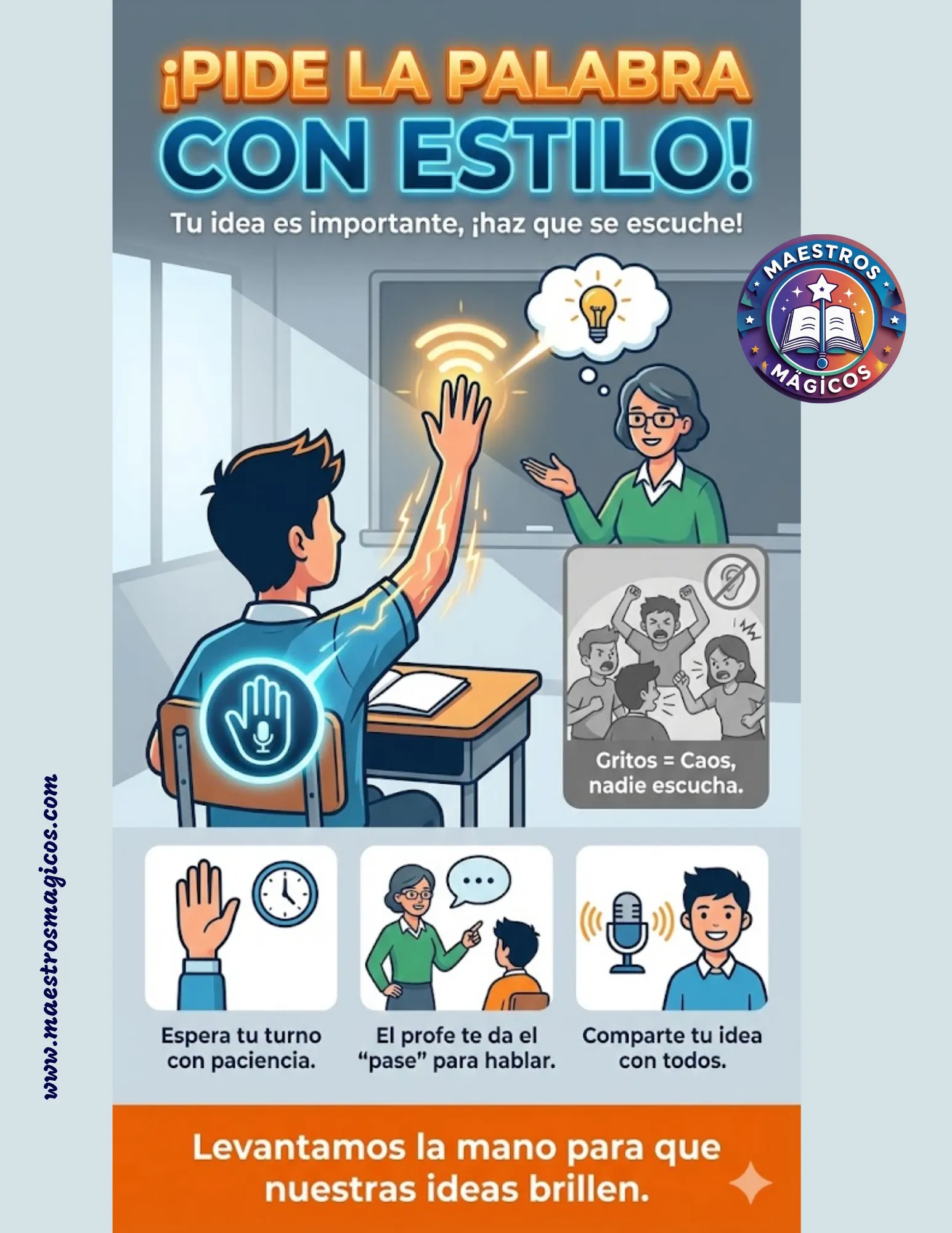 Cartel pide la palabra con estilo