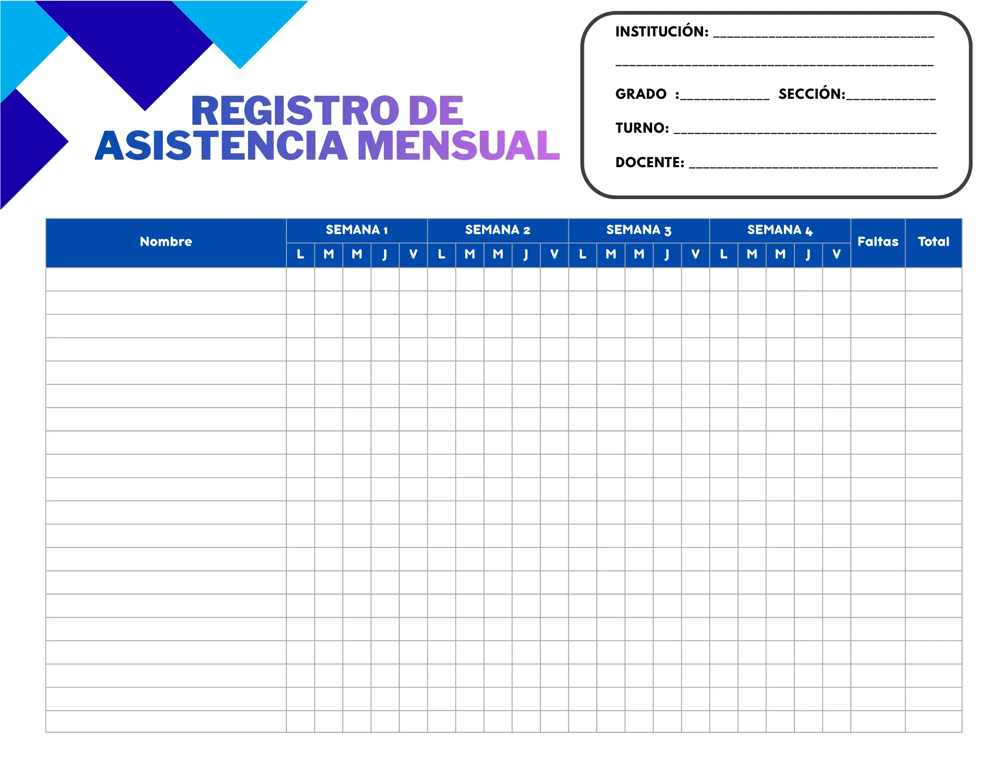 Formato asistencia estrella kawaii