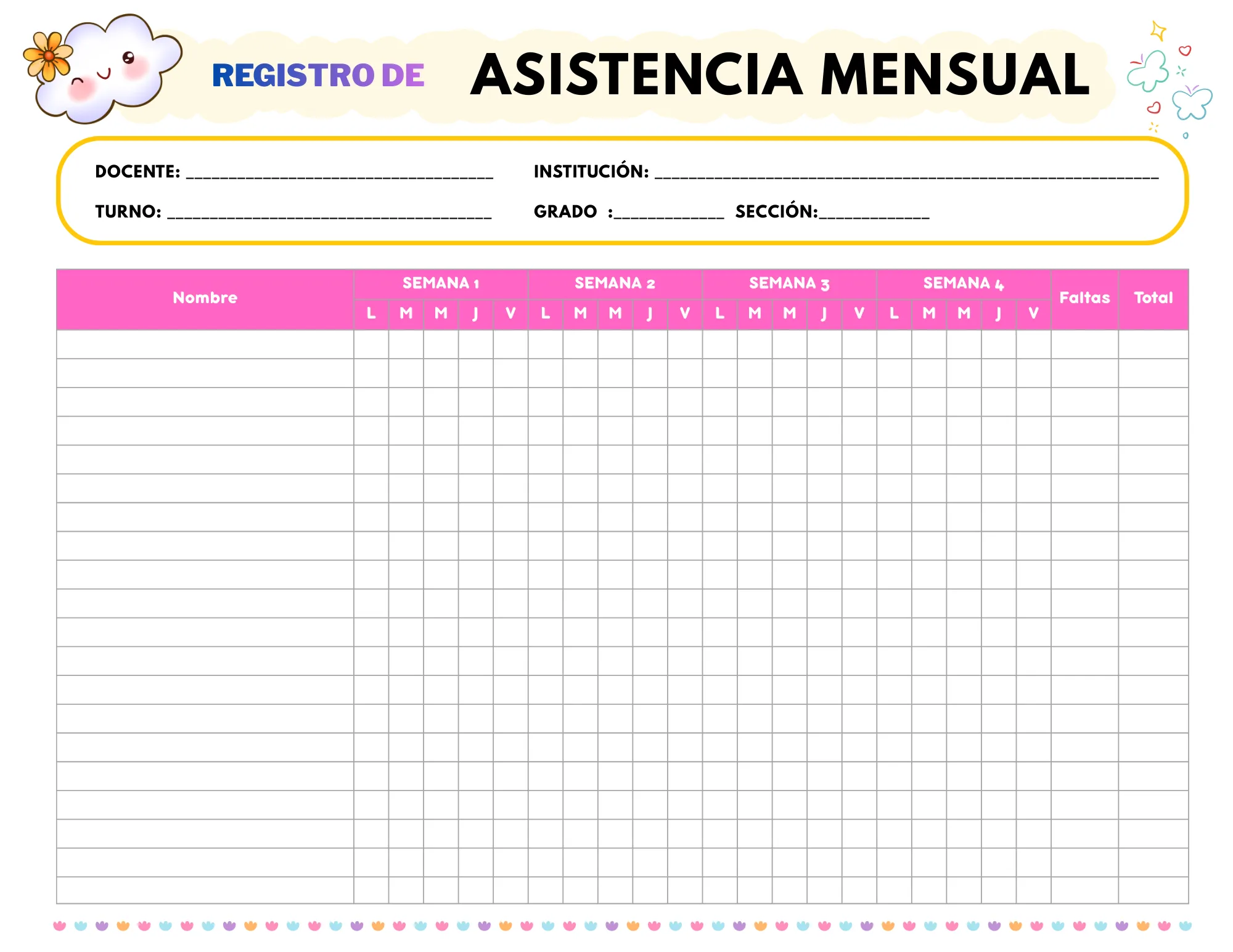 Formatos de asistencia mensual colección completa