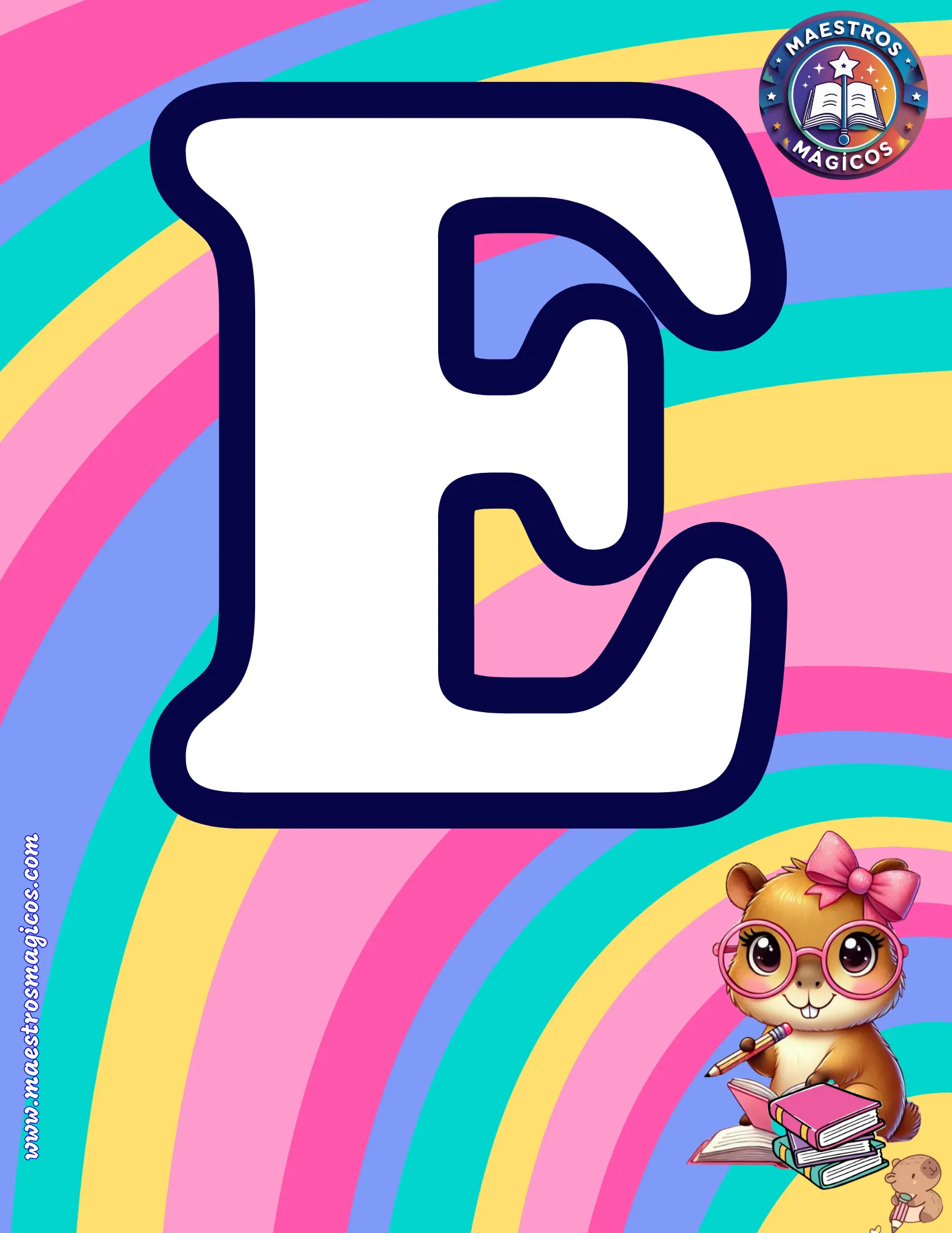 Letra E banner ardilla