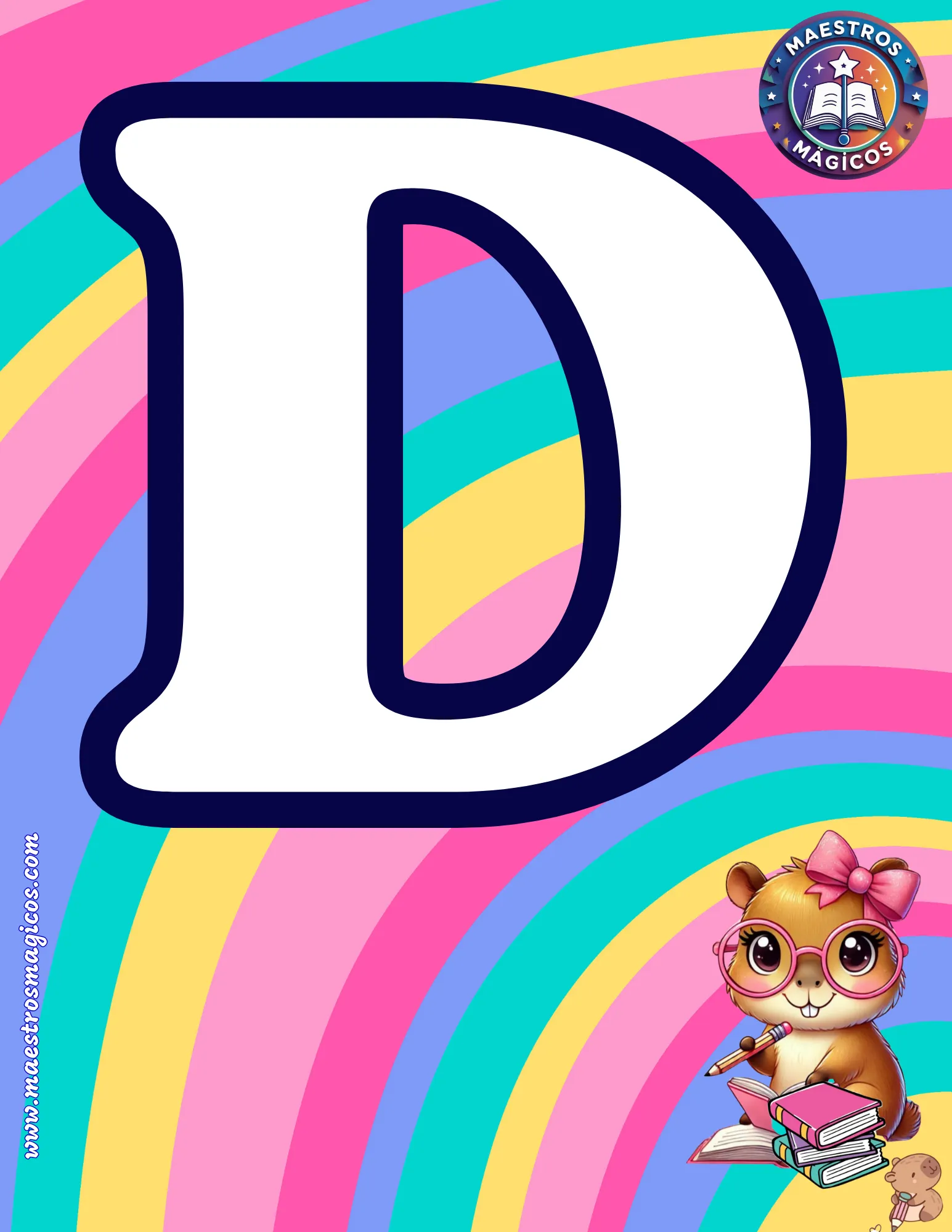 Letra D banner arcoíris