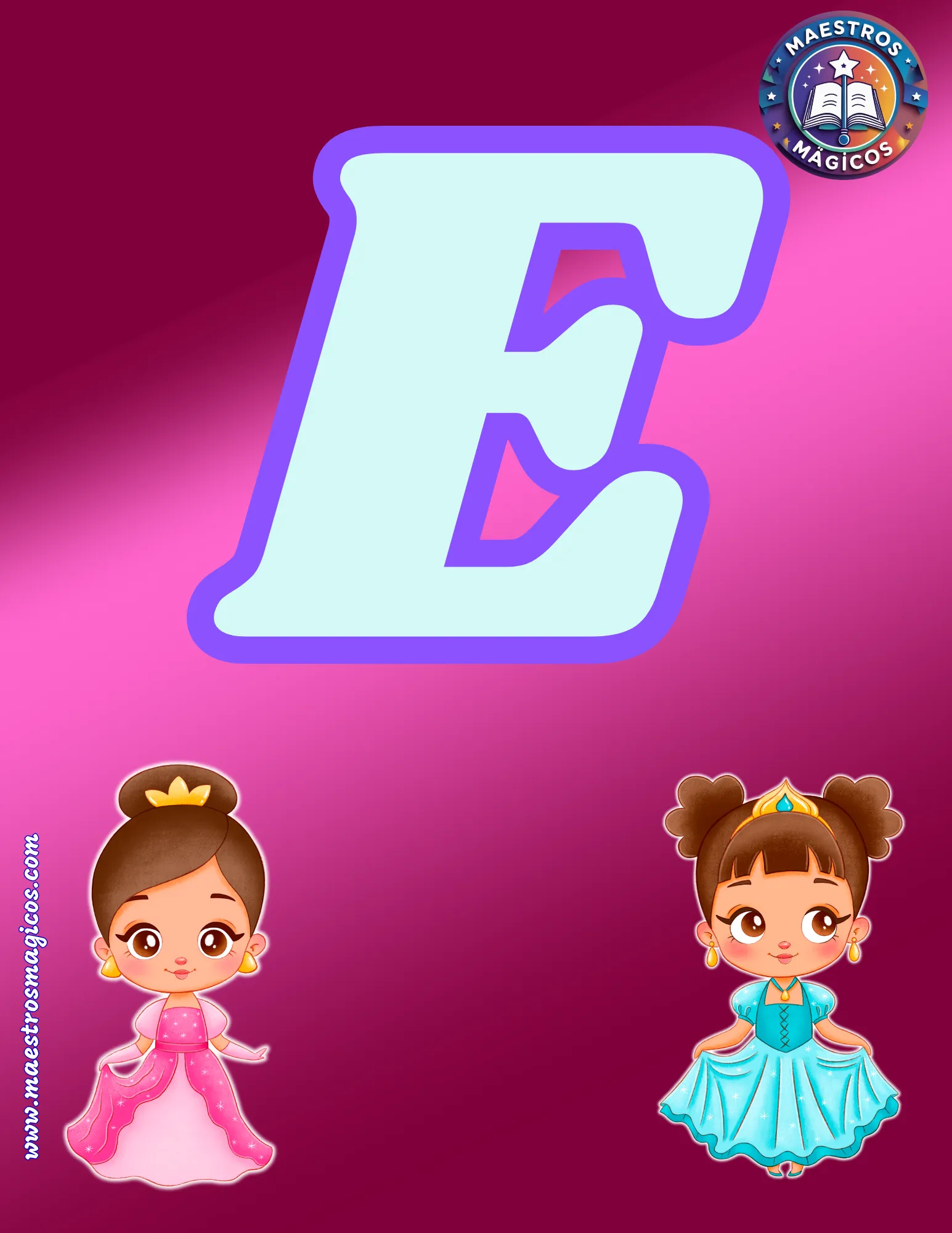 Letra E banner celeste