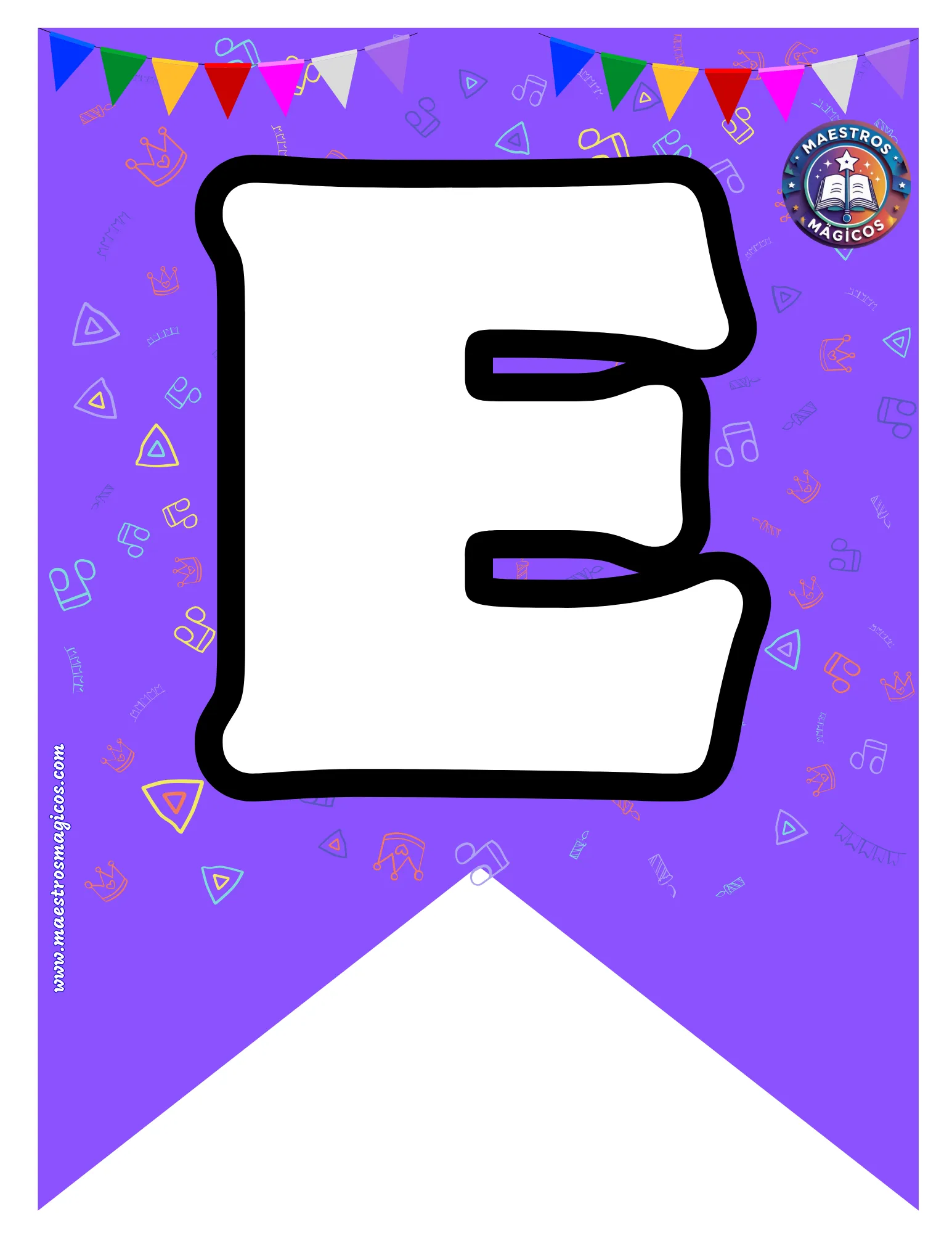 Letra E banderín morado