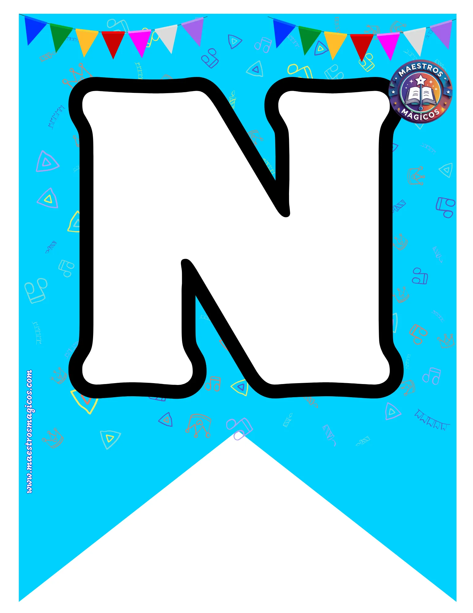 Letra N banderín rosa