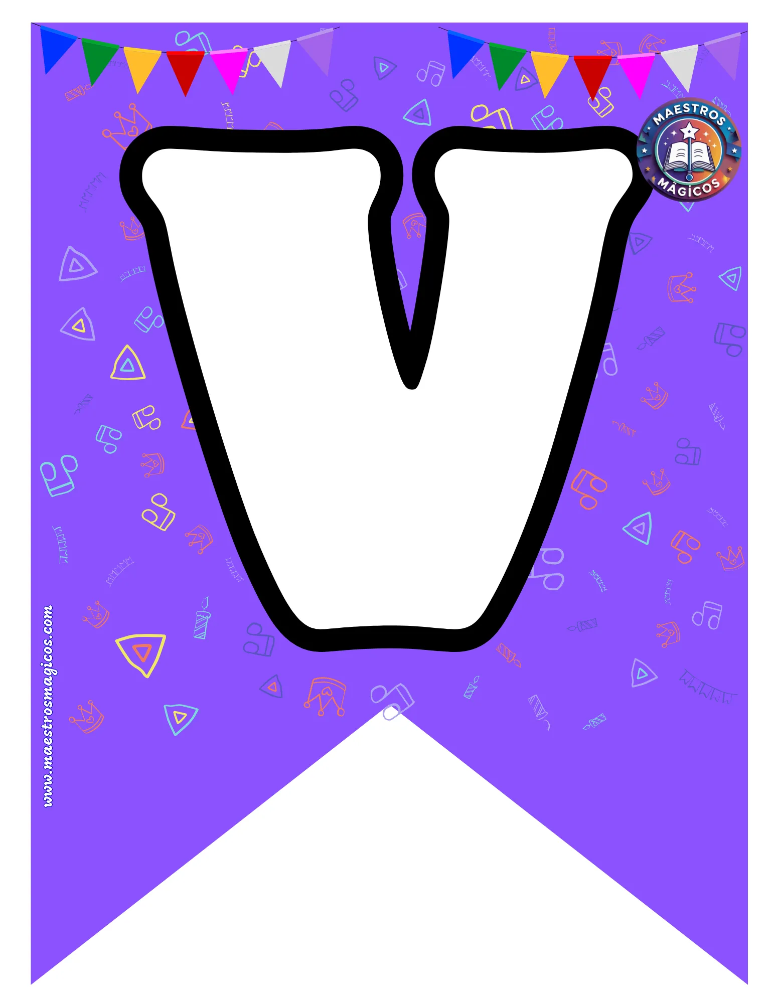 Letra V banderín diseño