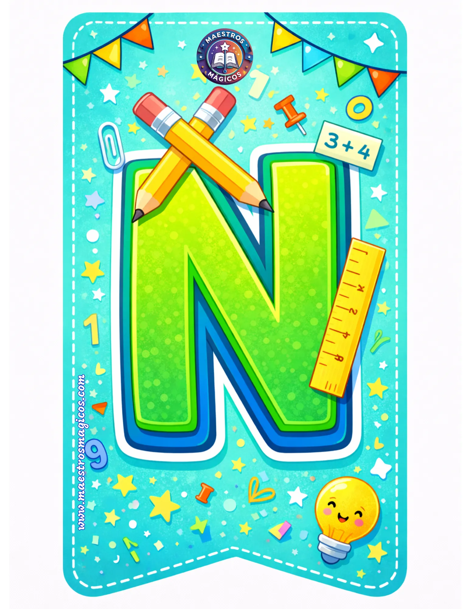 Letra N cartel enero verde