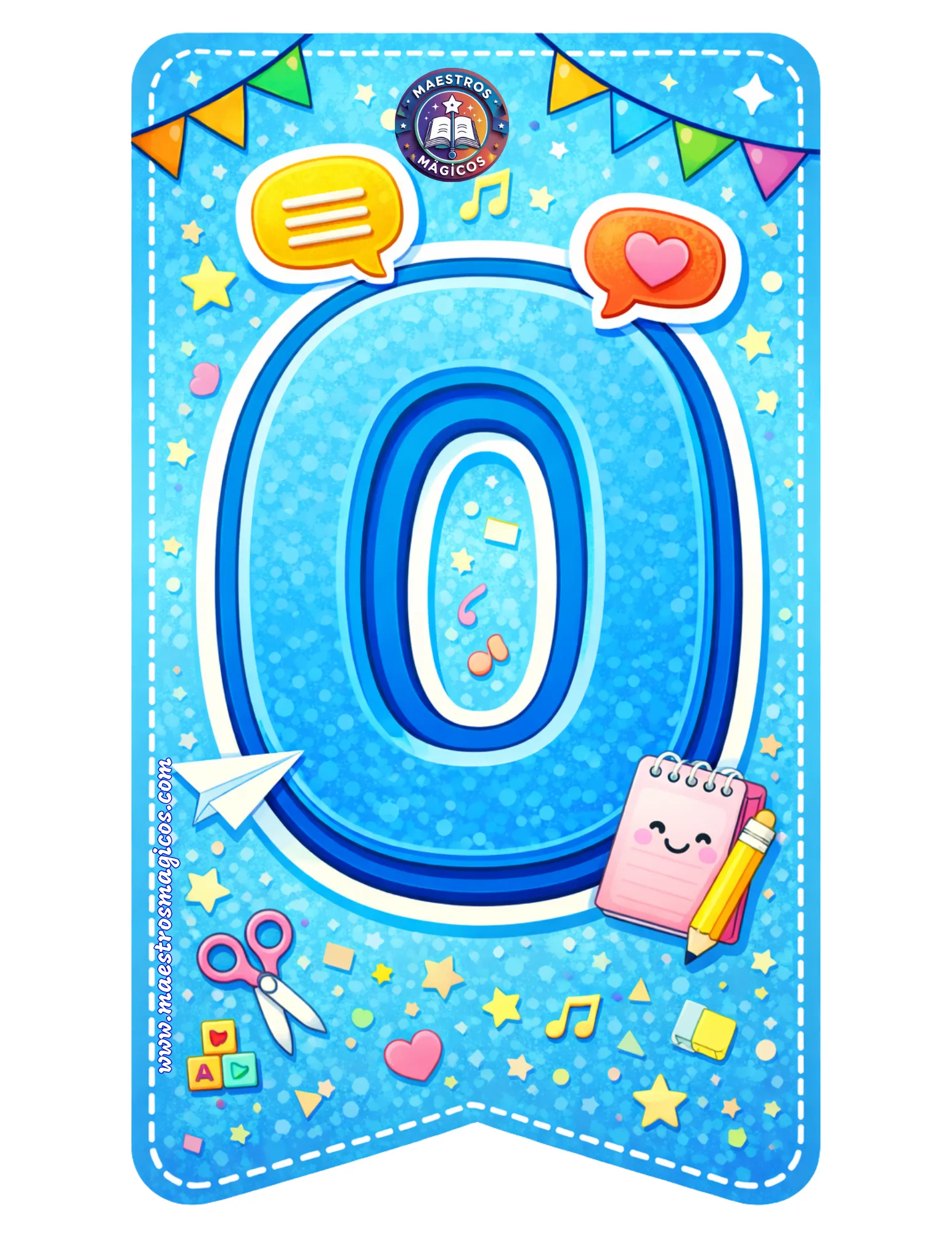 Letra O cartel enero azul