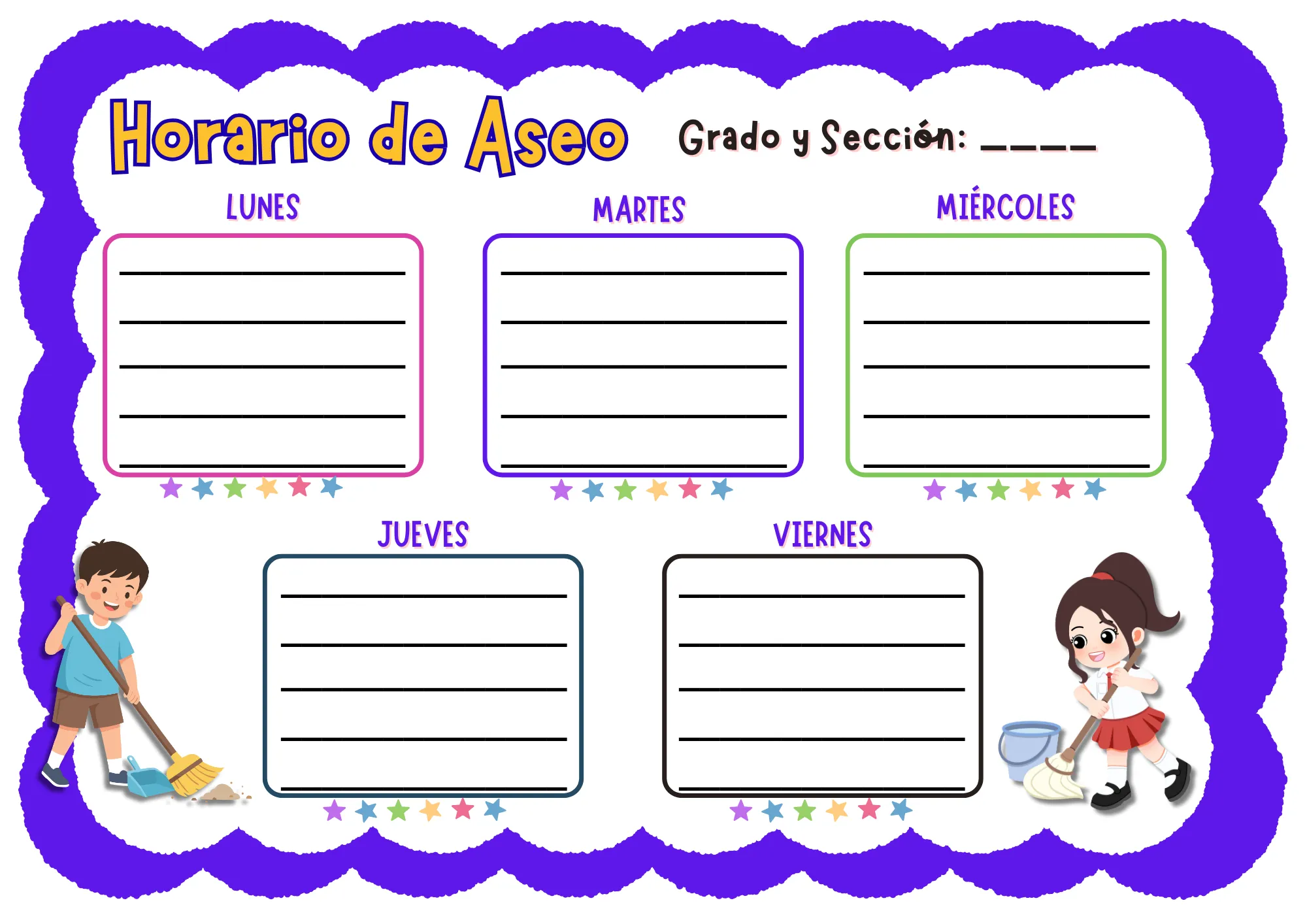 Horario de aseo semanal