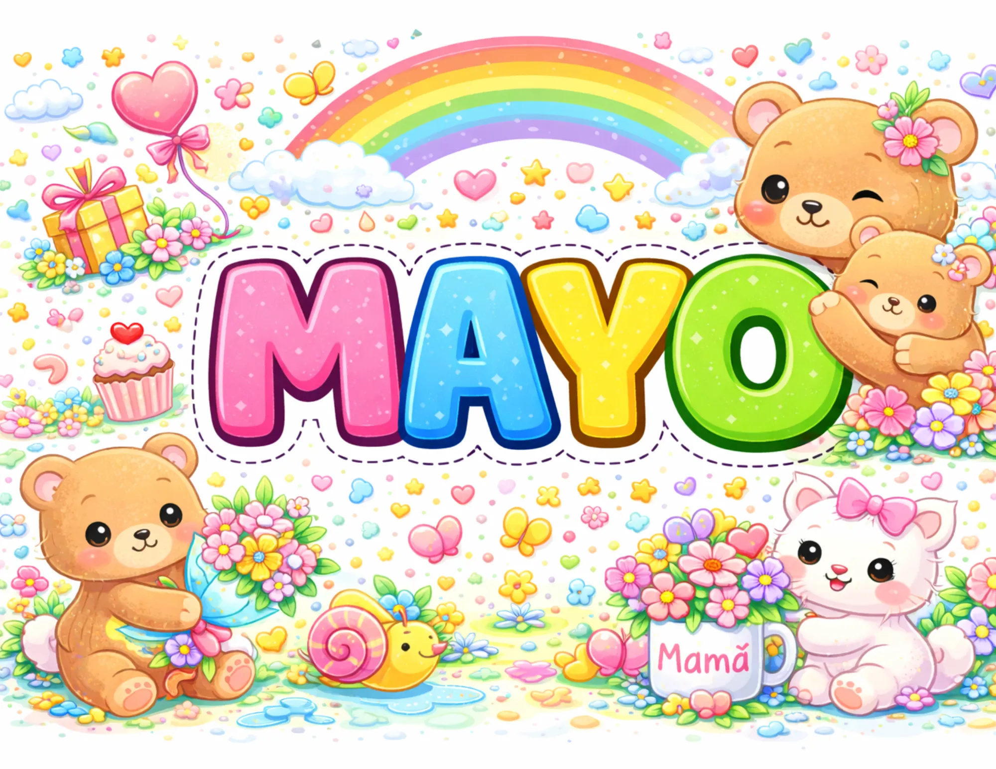 Cartel Mayo flores mamá